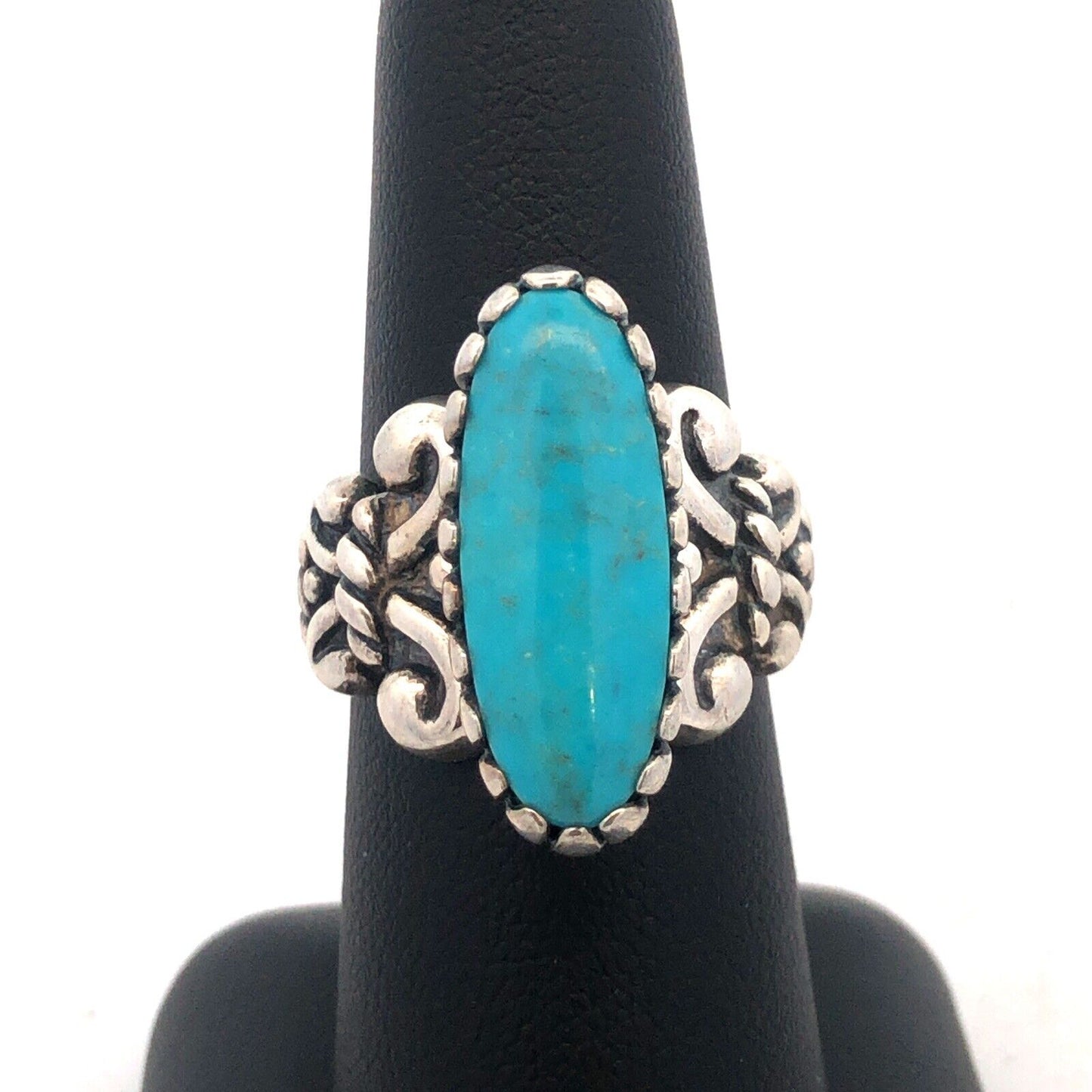 Native American Carolyn Pollack Anglo 925 Sterling Silver Oval Turquoise Ring