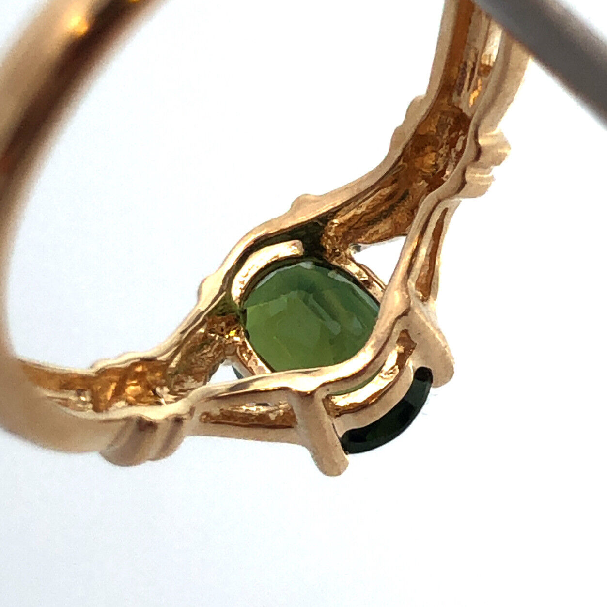 Designer 14K Yellow Gold Oval Green Tourmaline Solitaire Anniversary Ring