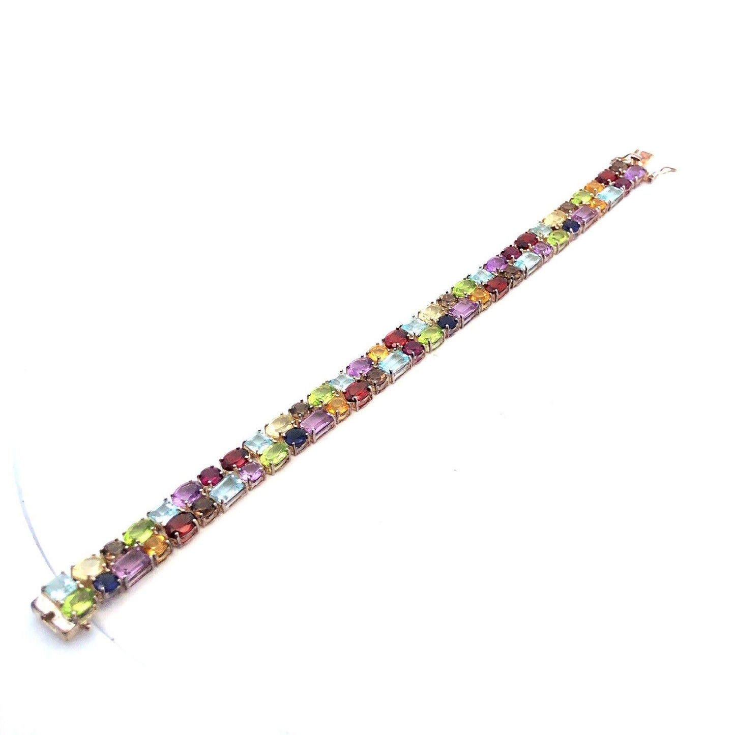 Designer Ross Simons Sterling Silver Multi Gemstone Statement Tennis Bracelet