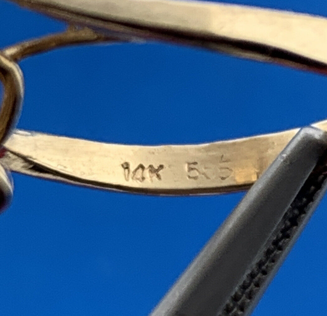 Estate 14K Yellow Gold Pearl Diamond Accented Modernist June Anniversary Ring