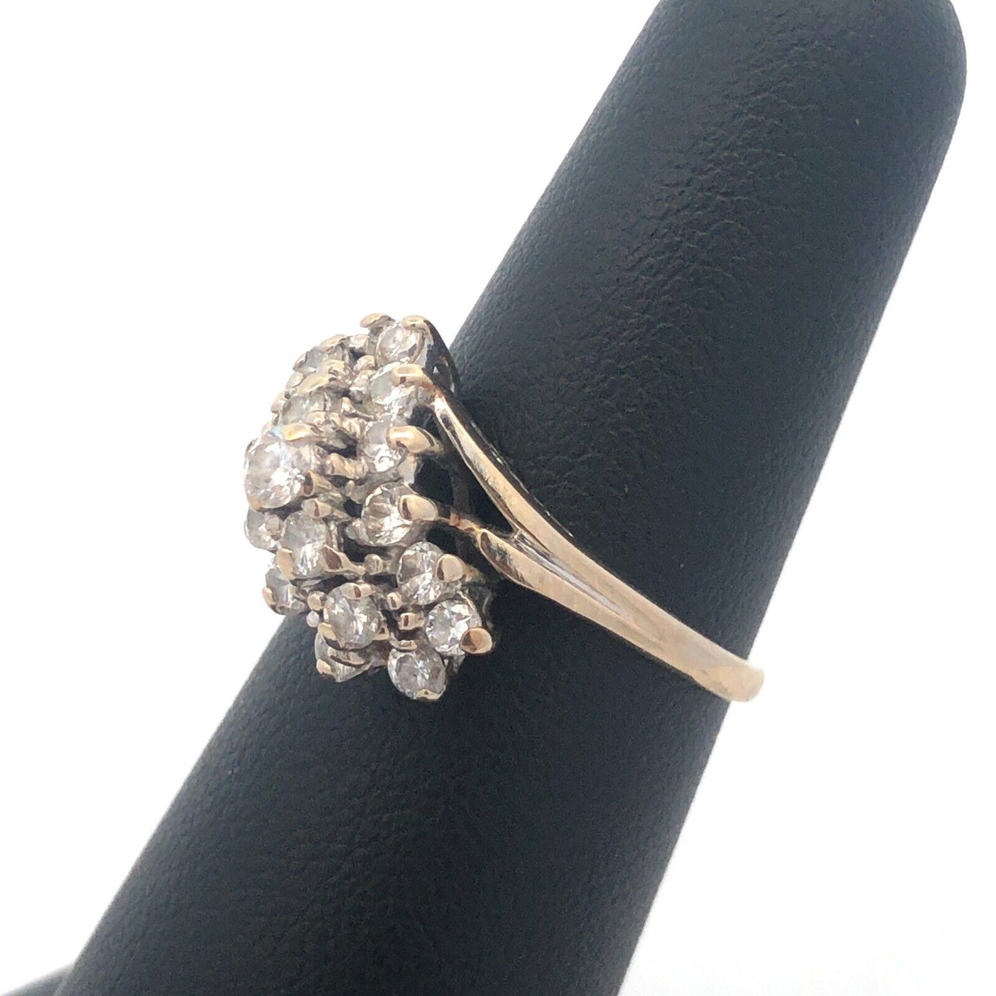 Vintage Designer 14K White Gold Diamond Cluster Bypass Waterfall Cocktail Ring