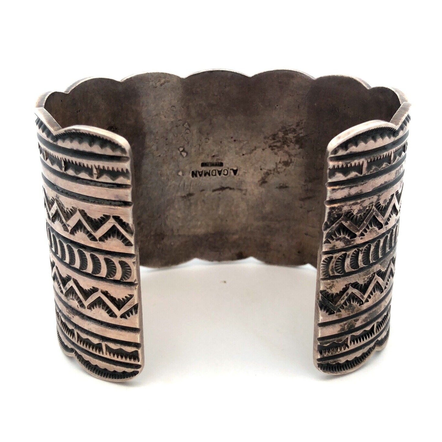 Andy Cadman Navajo 925 Sterling Silver Turquoise Concho Wide Open Cuff Bracelet