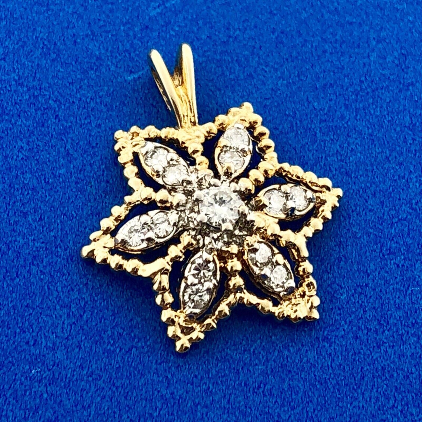 Charming 14K Yellow Gold Diamond Snowflake Star Fish Sand Dollar Charm Pendant