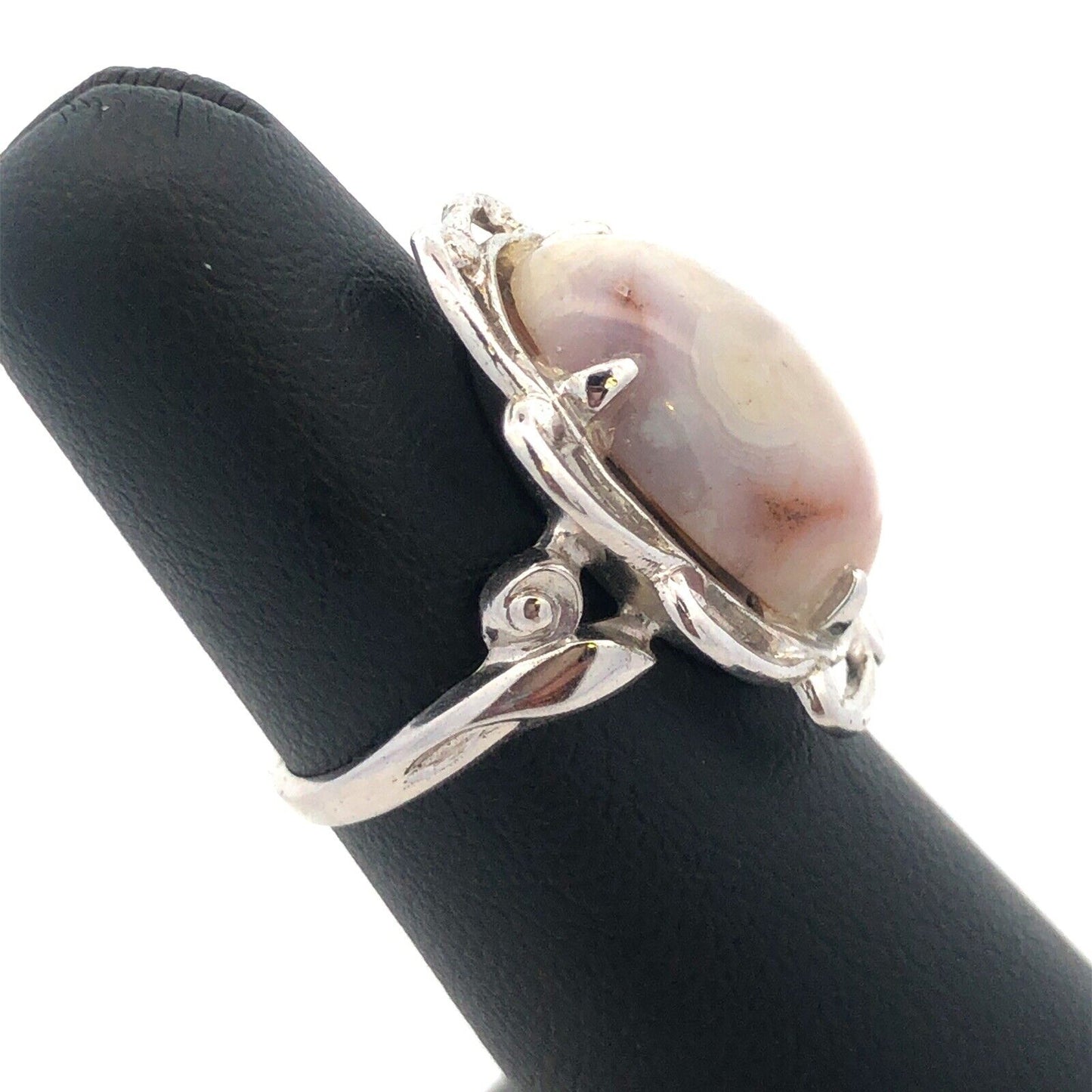 Designer 925 Sterling Silver Oval Agate Cabochon Statement Cocktail Ring