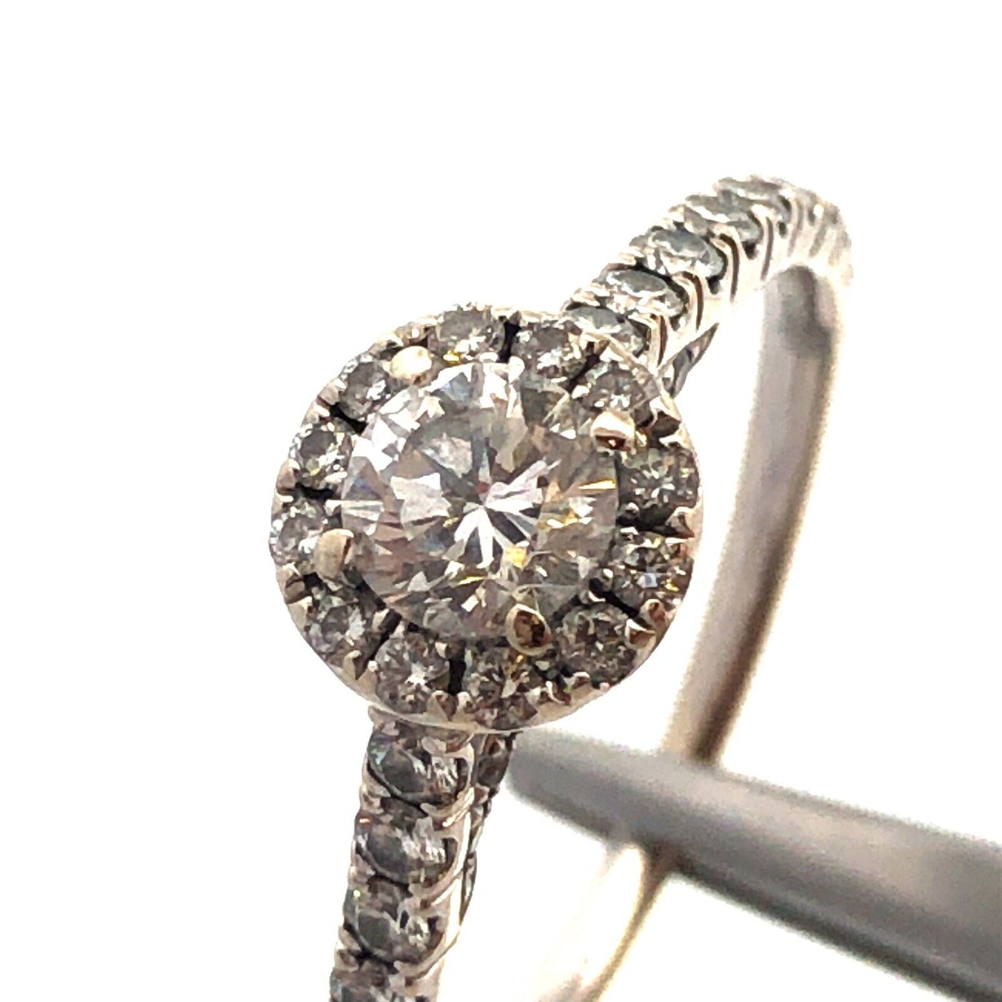Designer 18K White Gold Round Diamond Solitaire W/Accents 2 Piece Bridal Set