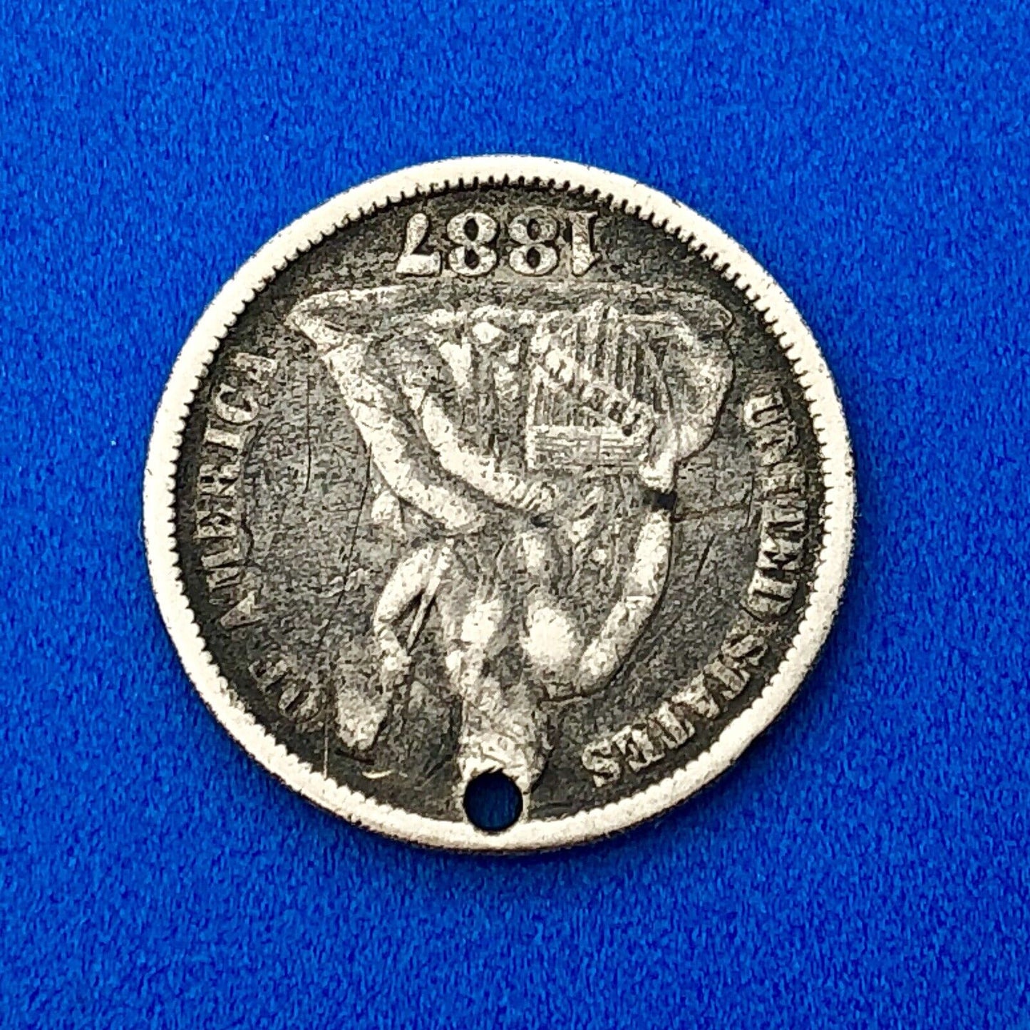 1887 Seated Liberty Silver Dime Love Token Coin Initials