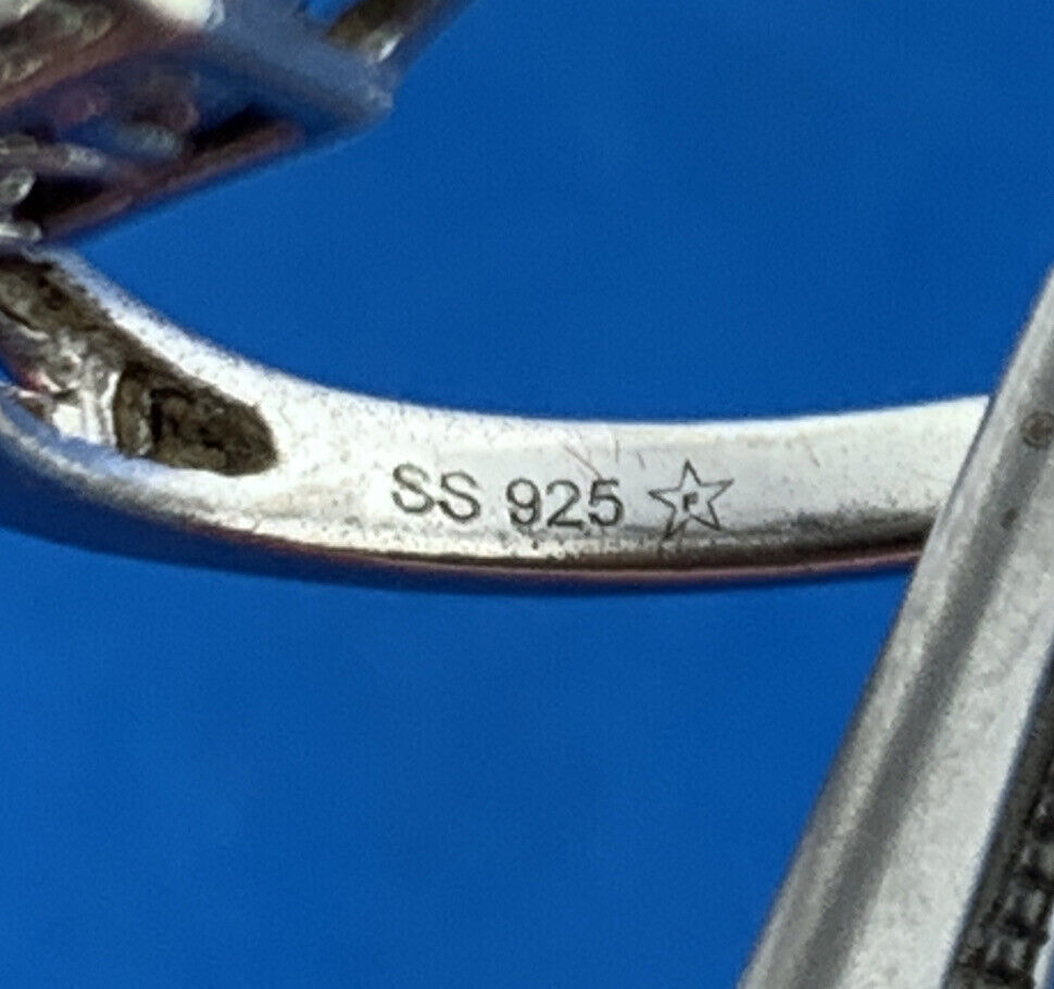 Designer 925 Sterling Silver Princess Diamond Top Halo Accented Engagement Ring