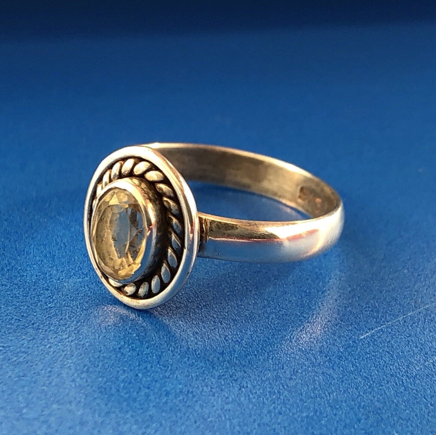 Retro Sterling Silver 925 Oval Citrine November Anniversary Birthstone Ring
