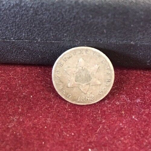 1852 Three 3 Cent Silver Piece Type 1 Trime Coin