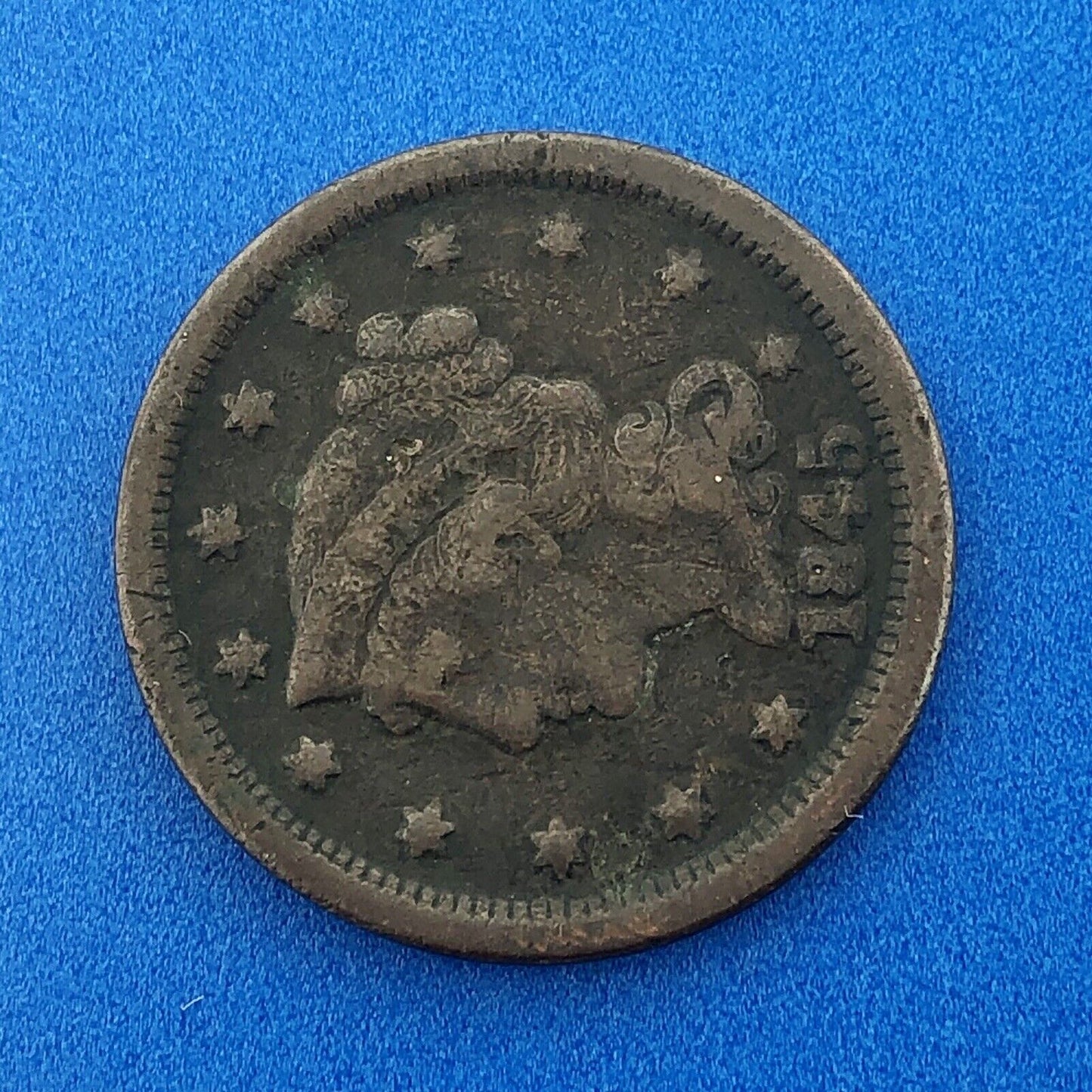 1845 Braided Hair Large Cent 1c Penny Philadelphia Mint Early American Copper
