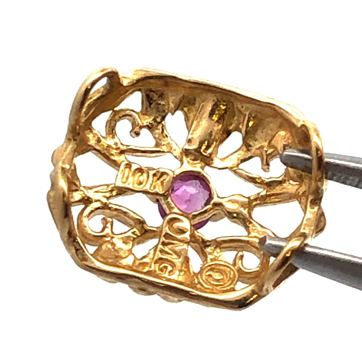 Designer 10K Yellow Gold Ruby July Birthday Anniversary Slide Bracelet Charm