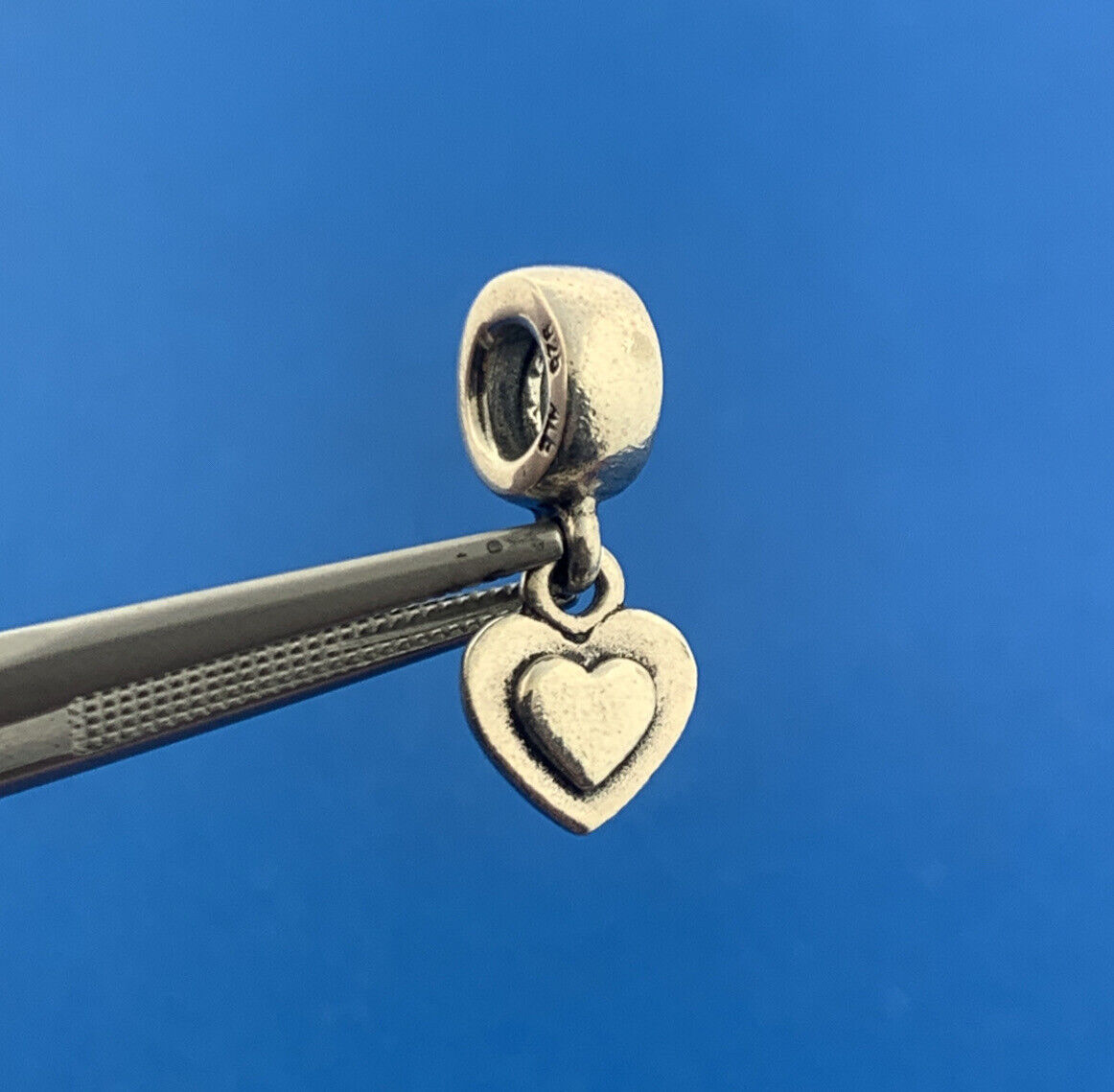 Authentic PANDORA 925 Sterling Silver Double Heart 790373 Slide Bracelet Charm