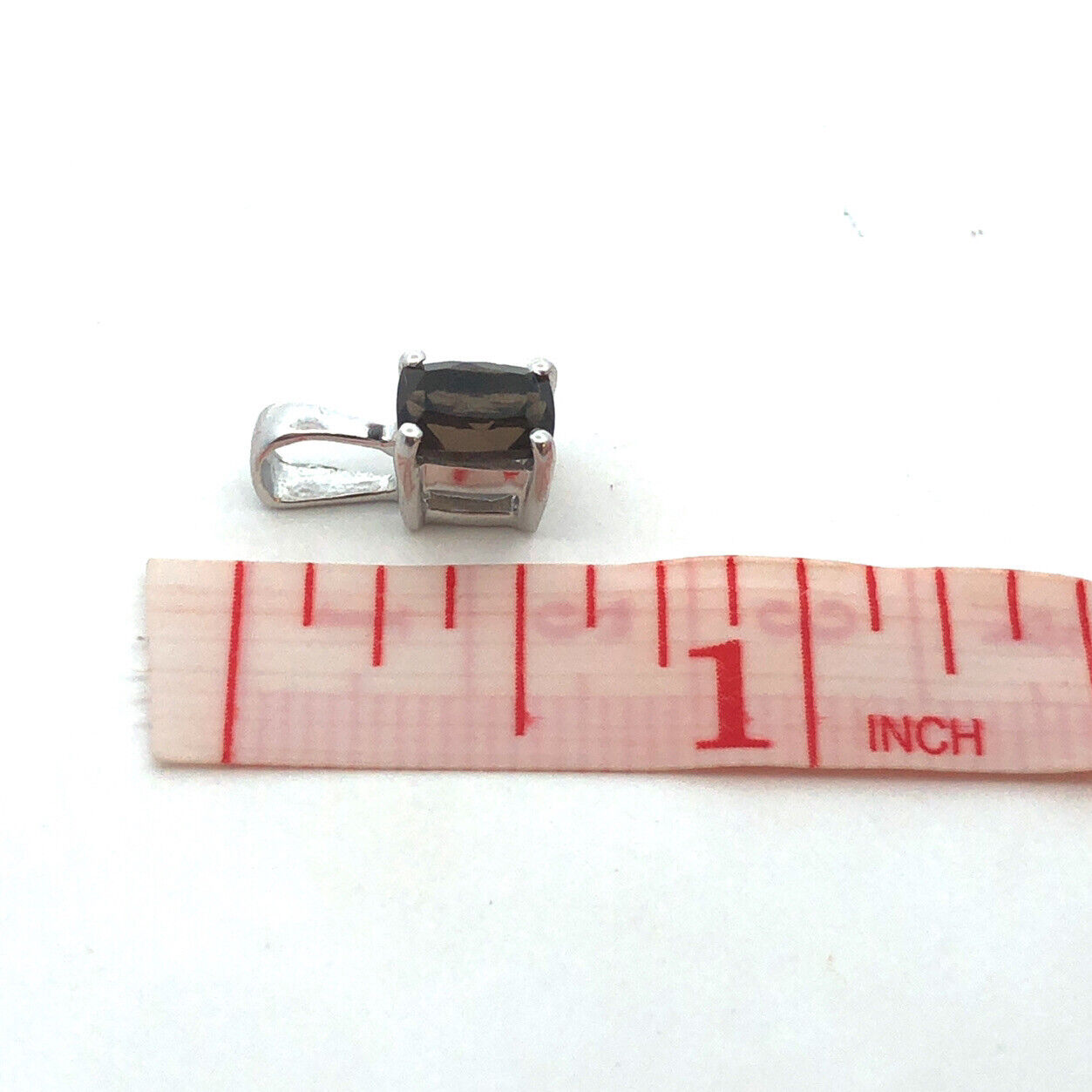 Designer TGGC 925 Sterling Silver Rectangle Smoky Quartz Solitaire Pendant