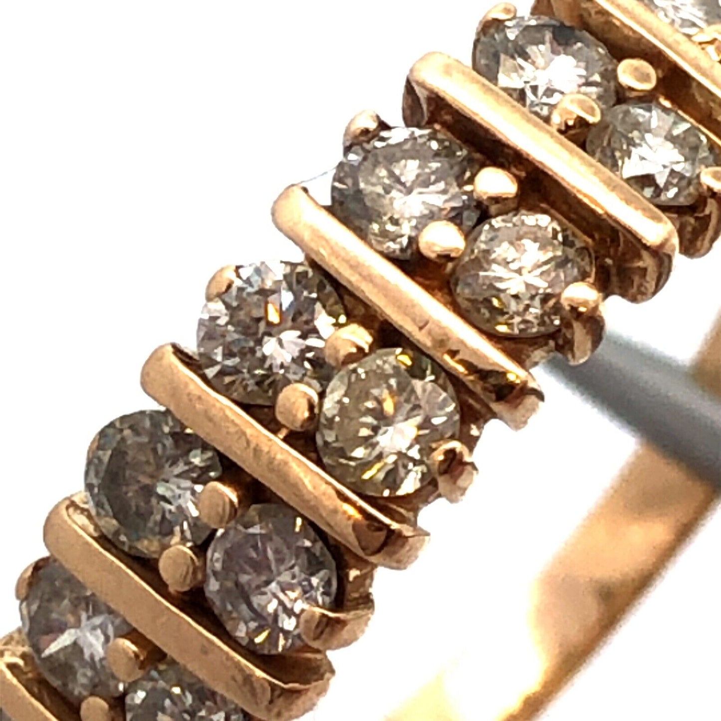 Estate 14K Yellow Gold Round Diamond Wedding Anniversary Band Ring