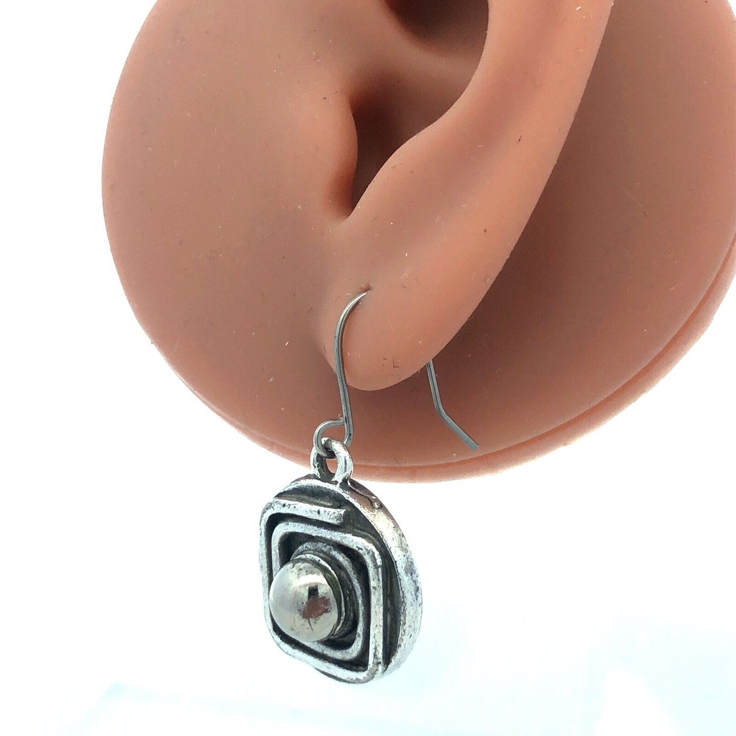 Vintage 925 Sterling Silver Gold Vermeil Two Tone Swirl Round Dangle Earrings
