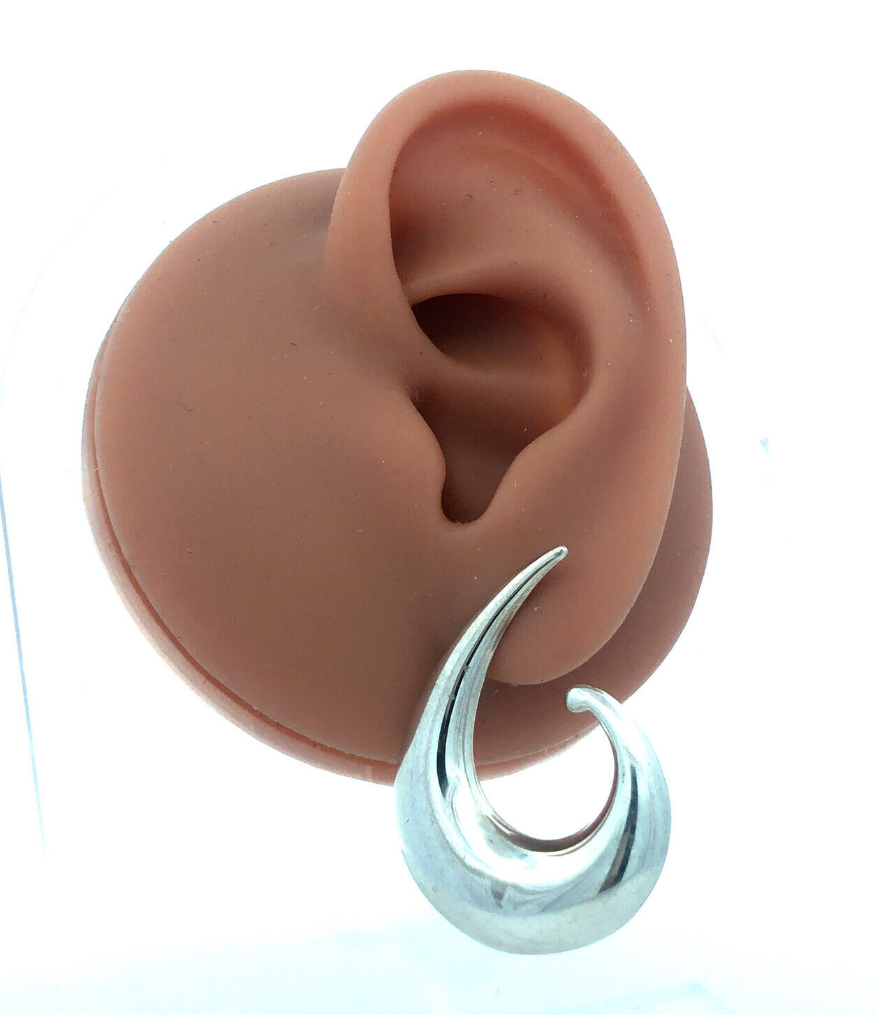 Estate 925 Sterling Silver 3D Modernist Wave Hook Statement Stud Earrings