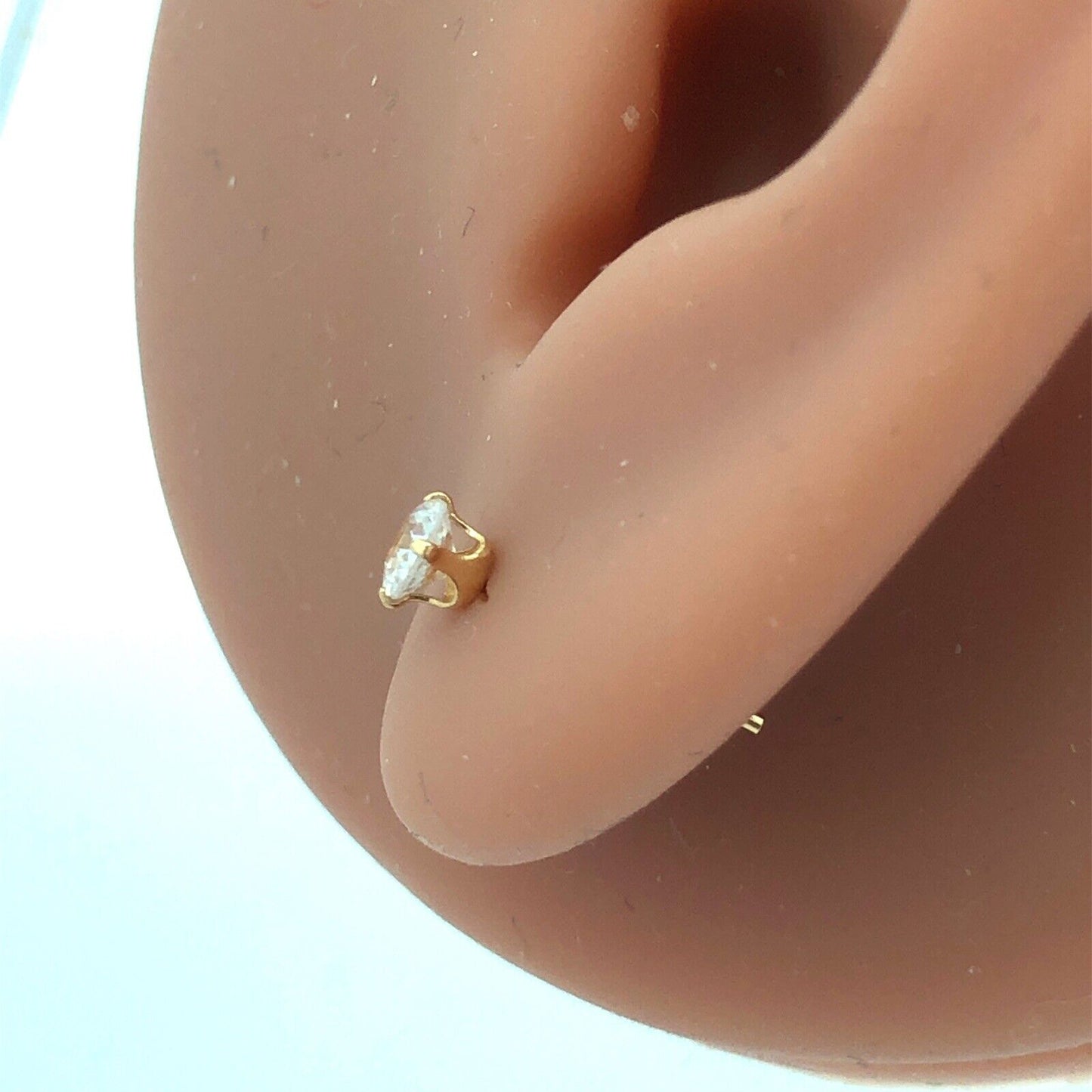 Designer 14K Yellow Gold Round Cubic Zirconia Everyday Starter Stud Earrings