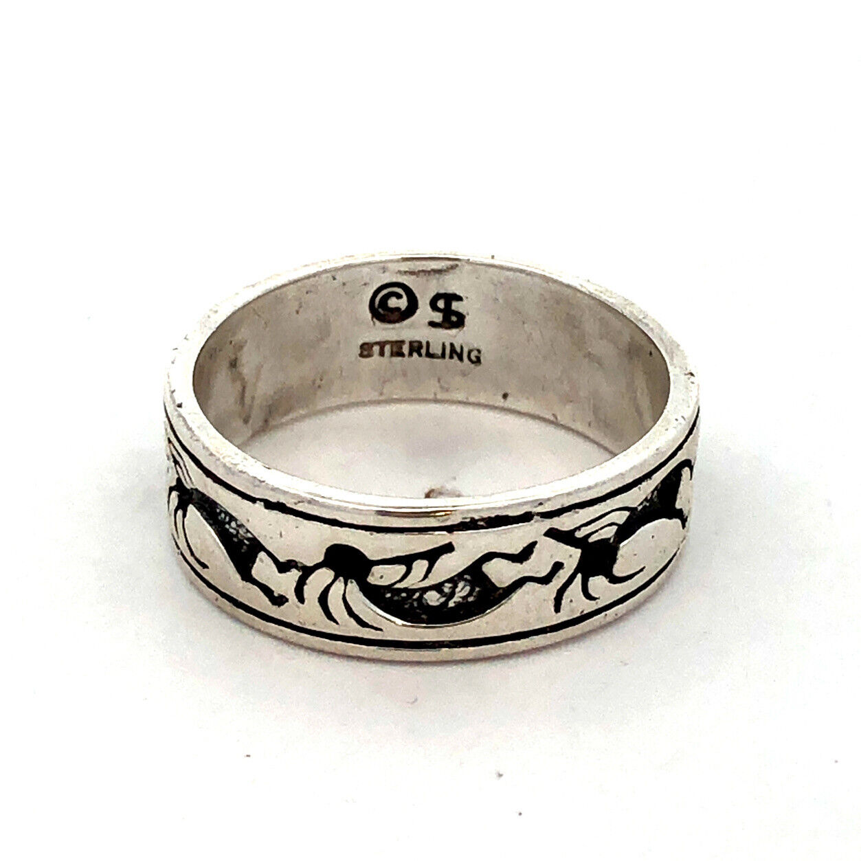 925 Sterling Silver Native American Shubes Manufacturing Kokopelli Band Ring