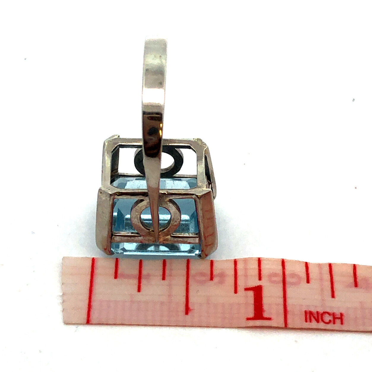 14K White Gold Large Emerald Cut Blue Topaz Solitaire Statement Ring