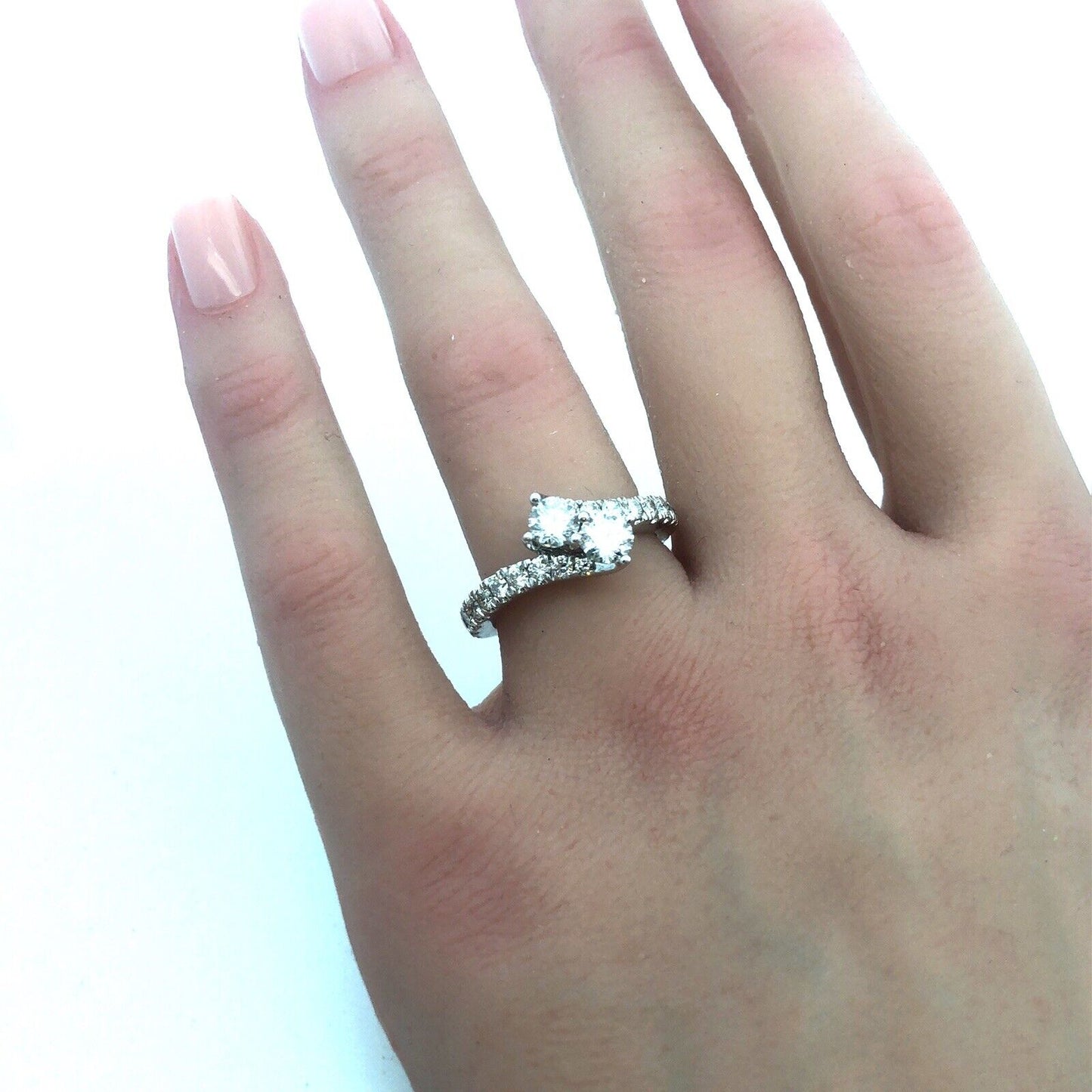Zales 14K White Gold Diamond Duo Bypass Accented Engagement Promise Wedding Ring