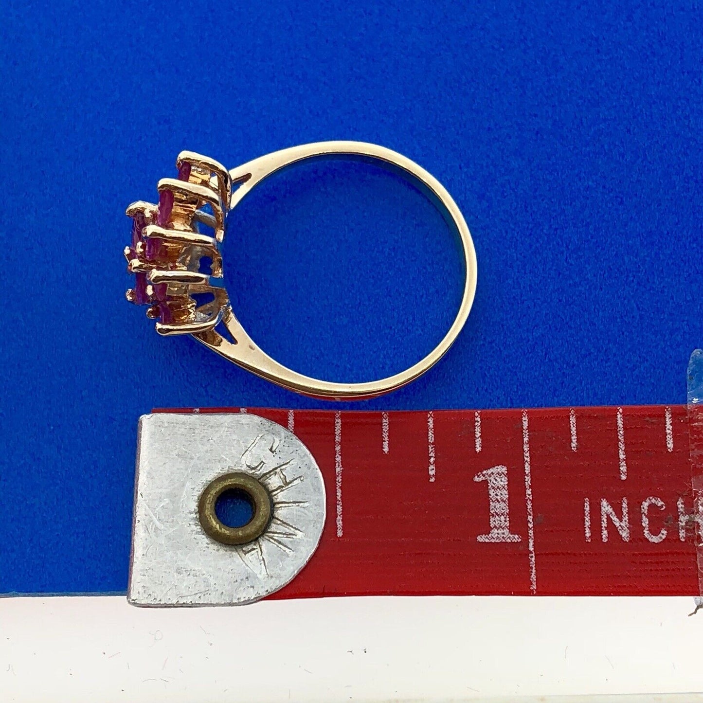 Vintage Designer THL 10K Yellow Gold Pink Spinel Diamond Cluster Cocktail Ring