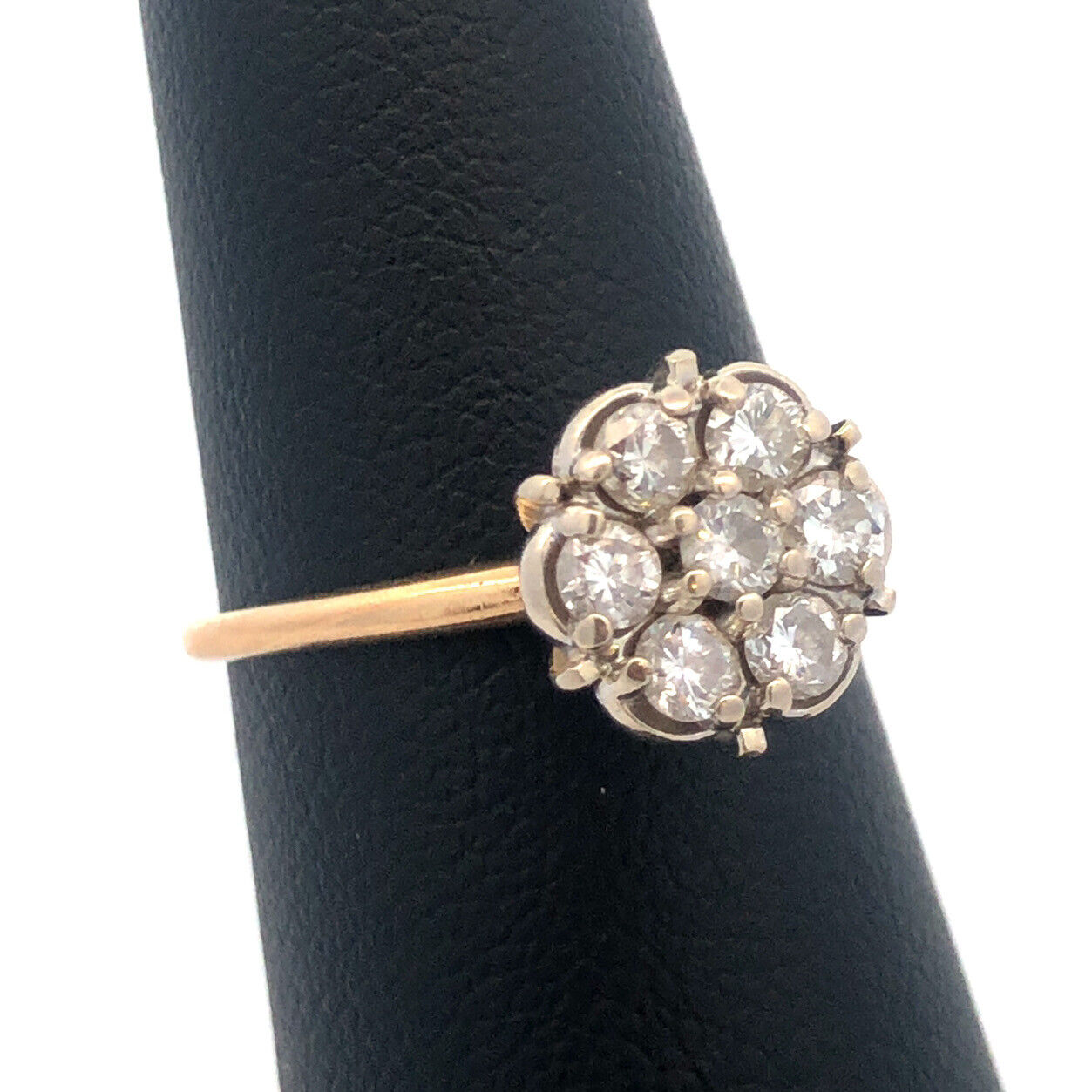 Estate Designer 14K Yellow White Gold Diamond Floral Cluster Cocktail Ring