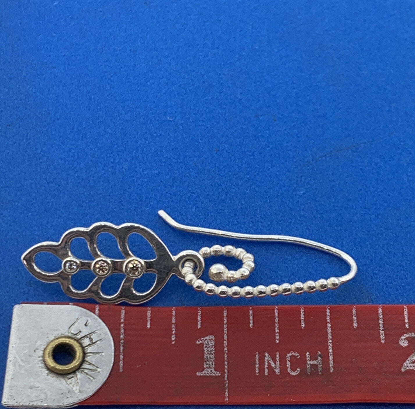 Authentic PANDORA 925 Sterling Silver Cubic Zirconia Leaf Dangle Drop Earrings