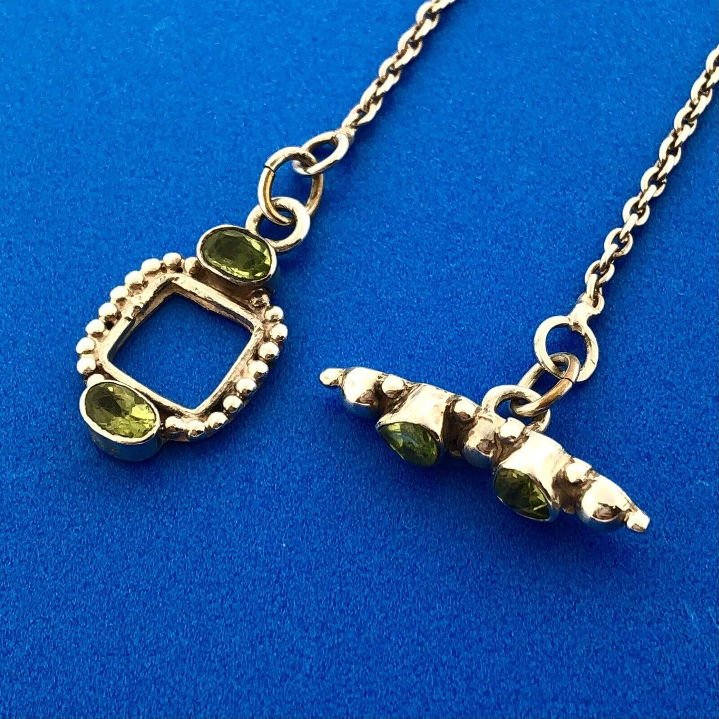 Stunning Sterling Silver 925 Peridot Garnet Amethyst 17" Toggle Necklace