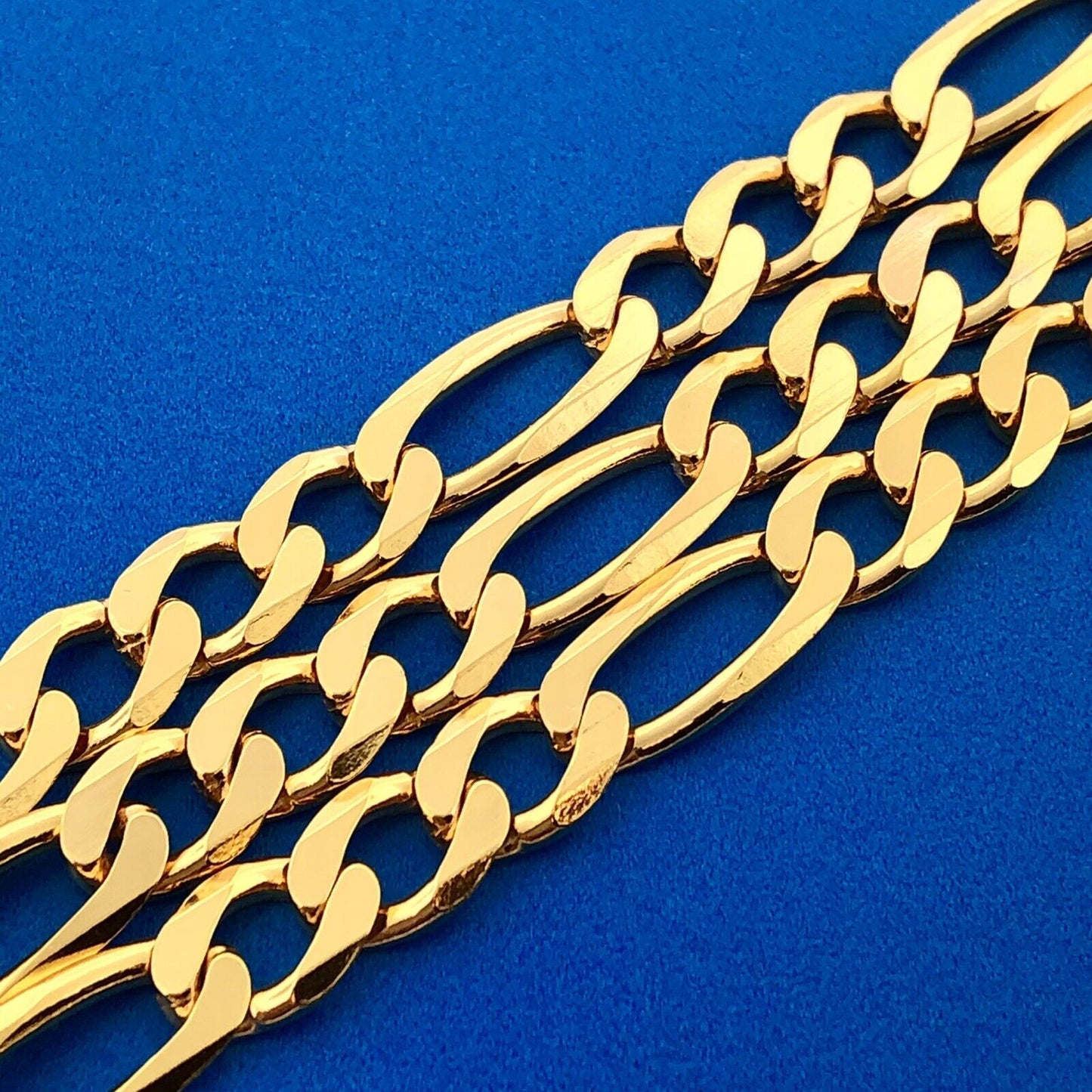 Milor Italy 925 Sterling Silver Vermeil Gold Tone Unisex Figaro Link Necklace