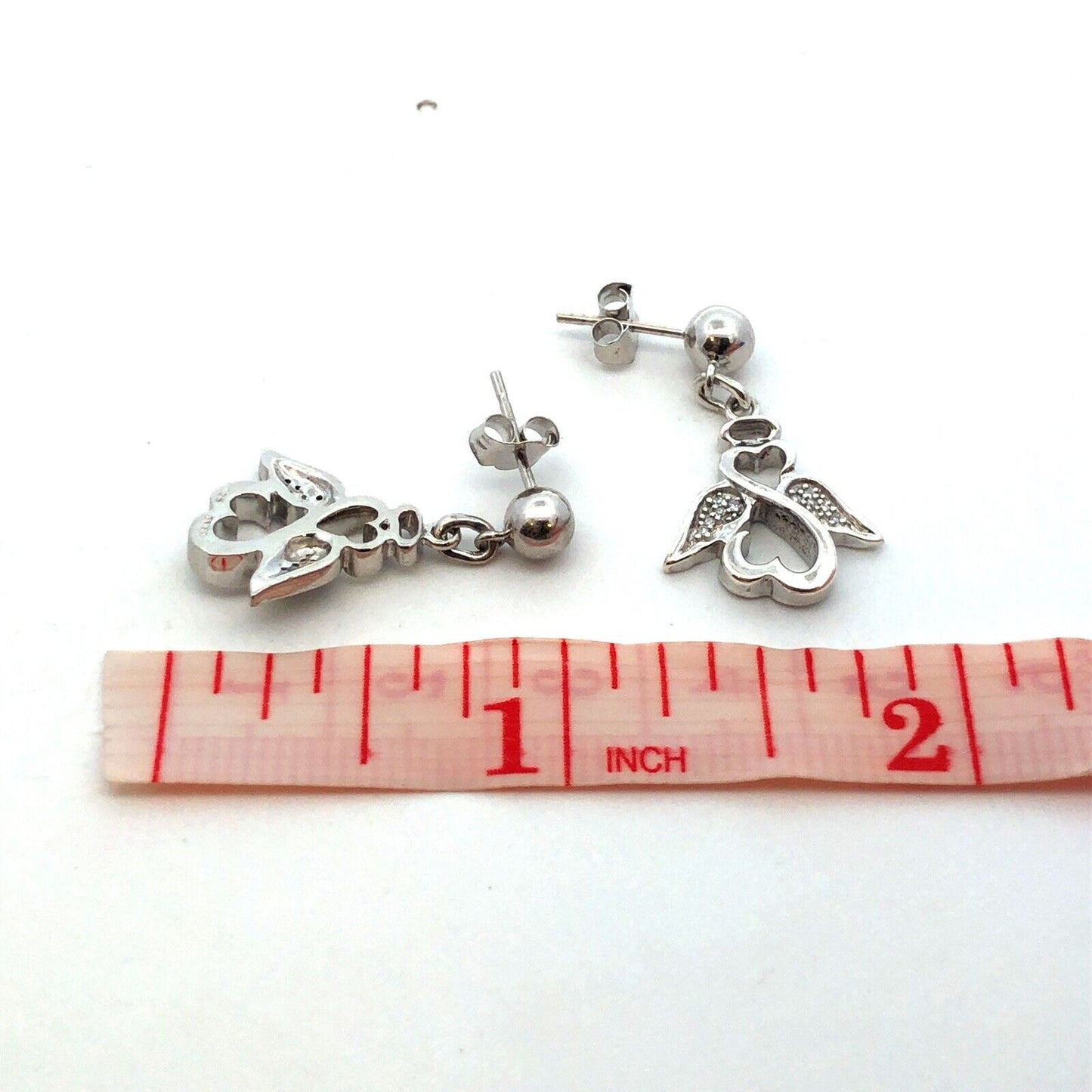 Designer JWBR 925 Sterling Silver Diamond Heart Angel Infinity Dangle Earrings