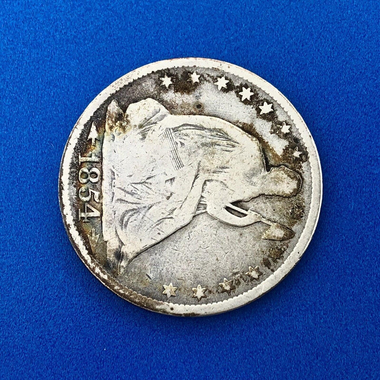 1854 P Silver Seated Liberty Half Dollar 50c Arrows Philadelphia Mint Coin