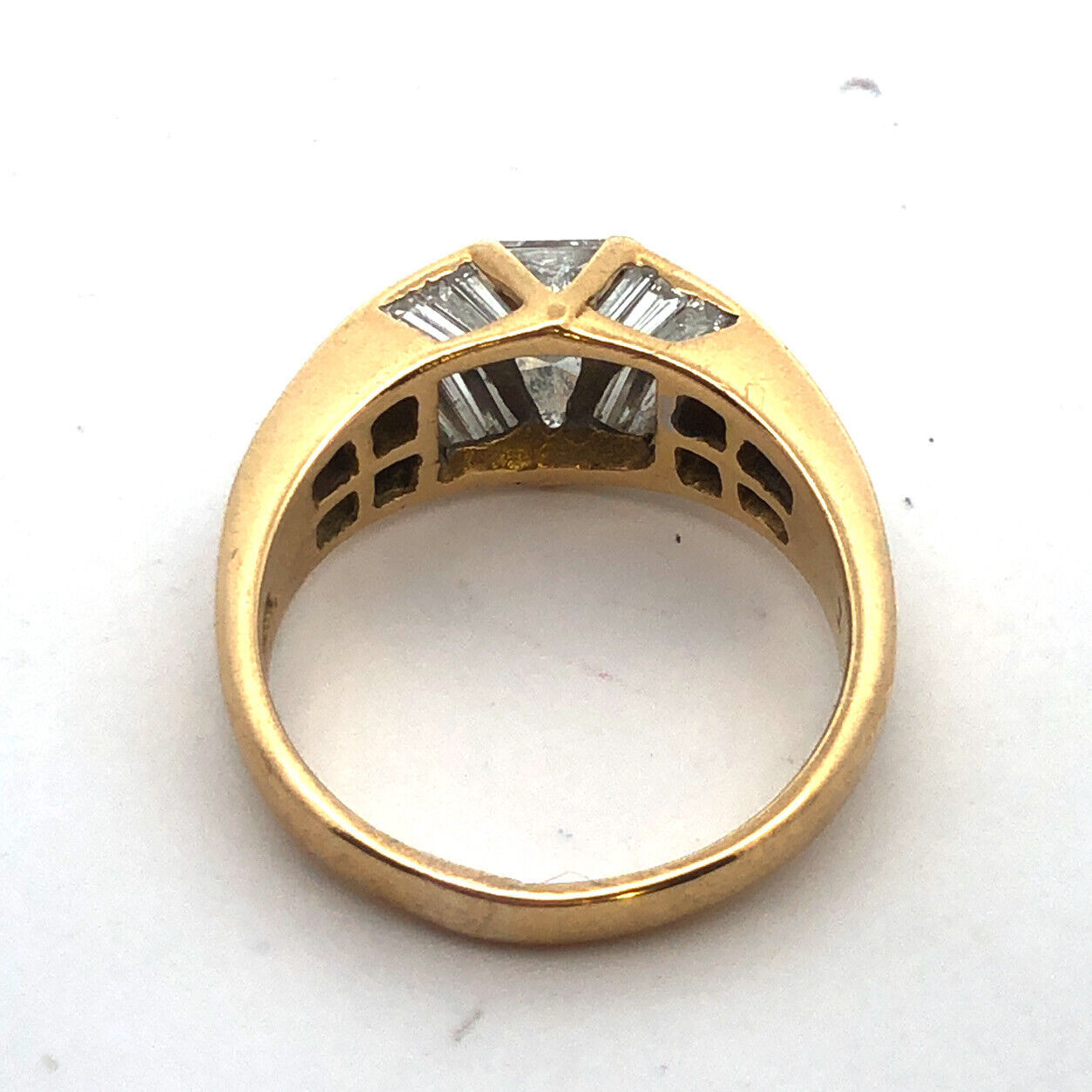 Designer 18K Yellow Gold Multi-Cut Diamond Modernist Dome Engagement Ring