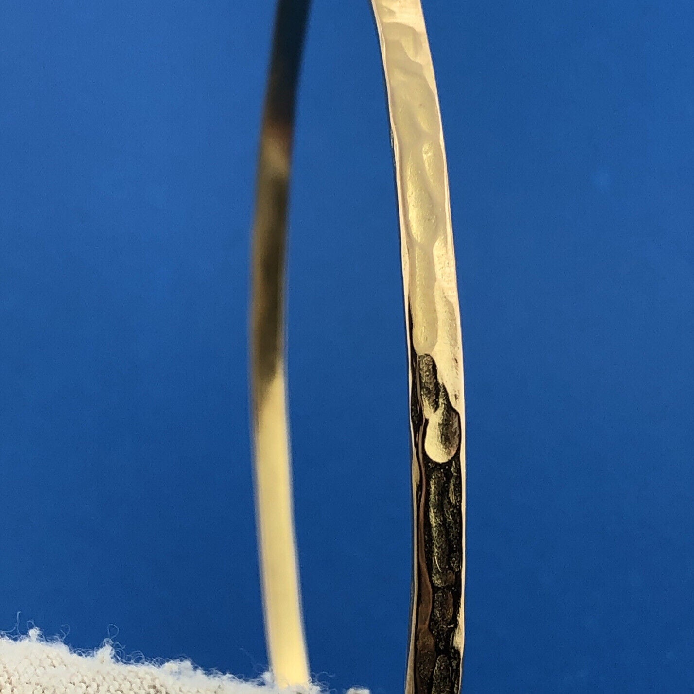 Veronese Italy Sterling Silver Vermeil Hammered Flat Stackable Bangle Bracelet
