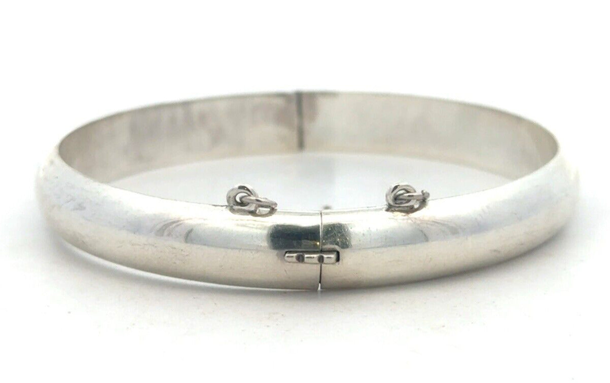 Estate 925 Sterling Silver Polished Hinged Cuff Bangle Bracelet