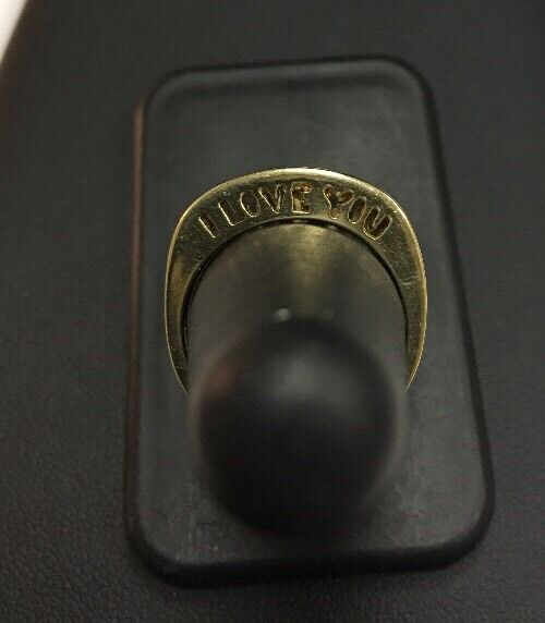 14K Yellow Gold Diamond Channel Set "I LOVE YOU" Engagement Wedding Ring