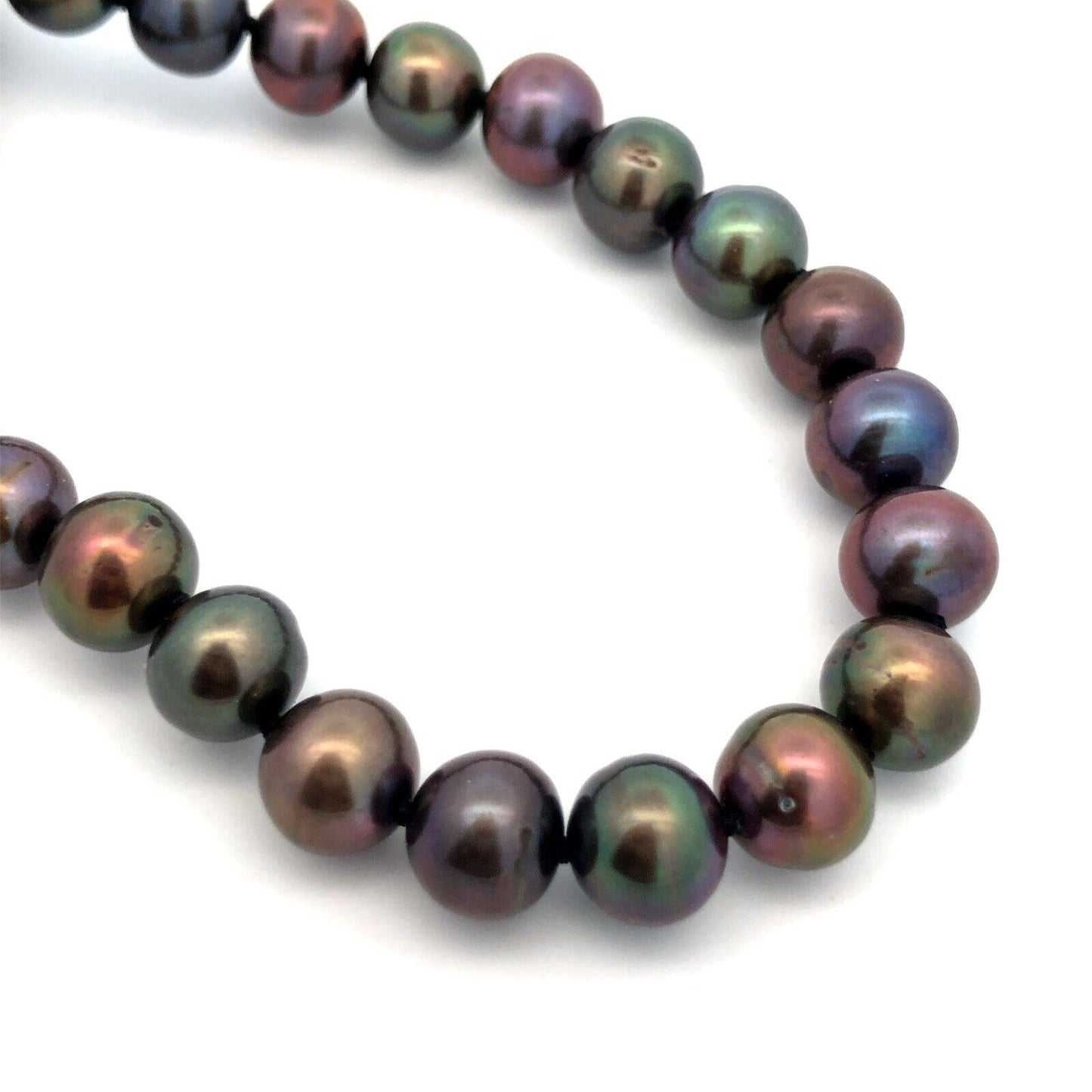 Designer FIC 14K Yellow Gold Round Tahitian Peacock Pearl Knotted Bead Necklace