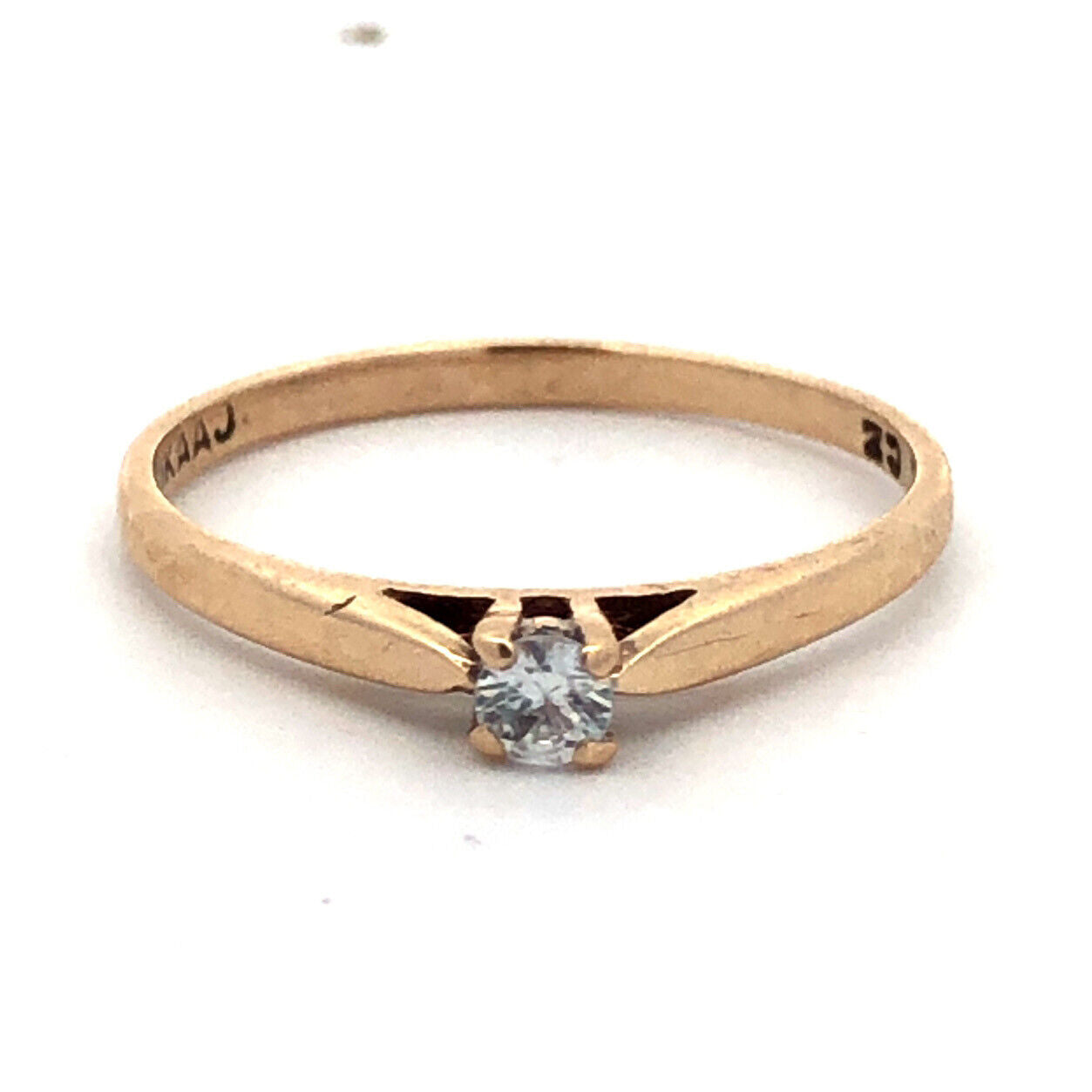 Designer AAJ 10K Yellow Gold Round Cubic Zirconia CZ Solitaire Engagement Ring