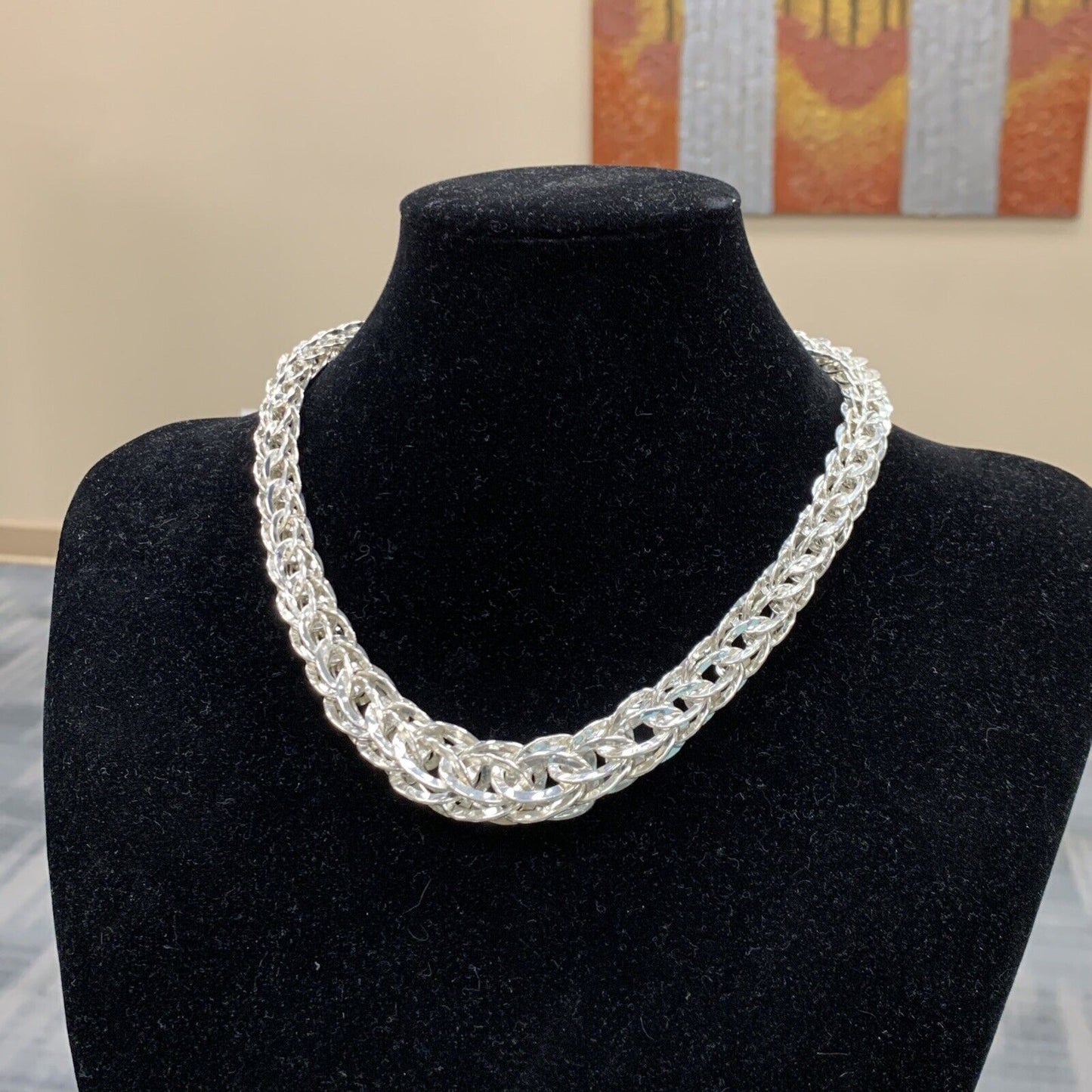 Designer Atasay Kuyumculuk AK Turkey Sterling Silver Statement Chain Necklace