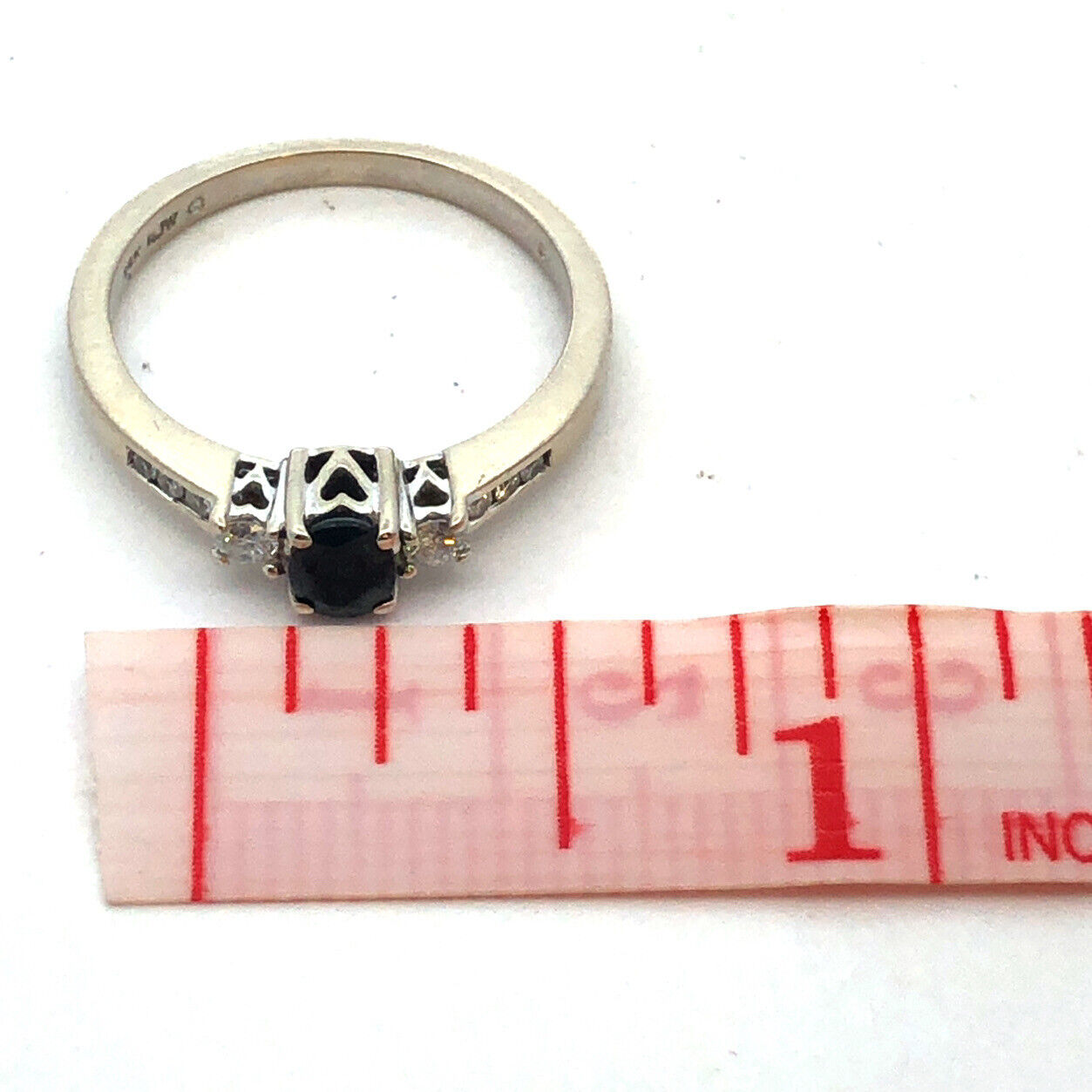 RJW 14K White Gold Oval Sapphire Diamond Past Present Future Anniversary Ring