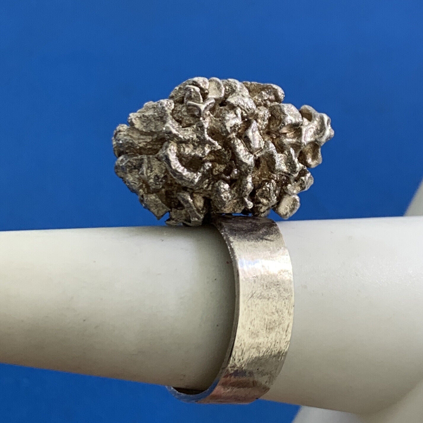 Artisan 925 Sterling Silver Free Form Modernist Nugget Ring