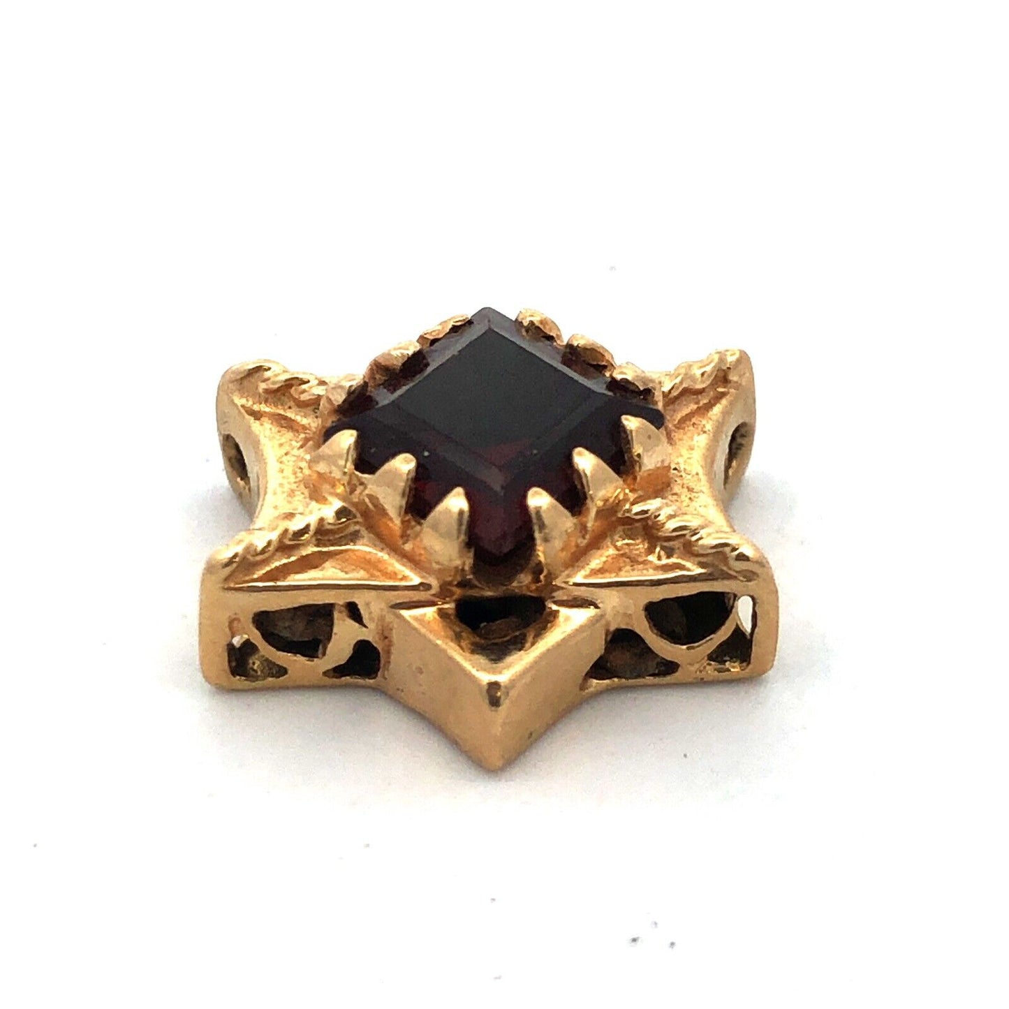 Designer 14K Yellow Gold Square Garnet January Anniversary Starburst Slide Charm