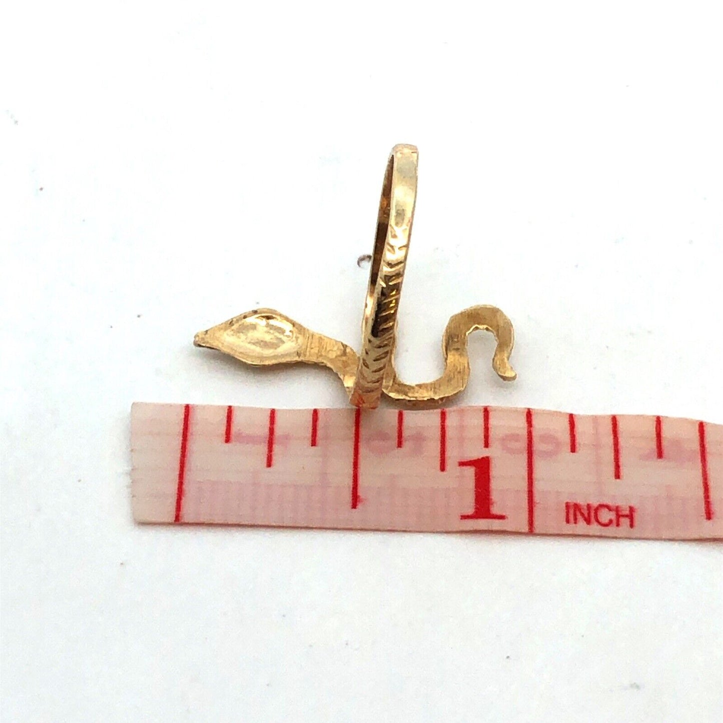 Designer 10K Yellow Gold Diamond Cut Rattler Textured Snake Ring