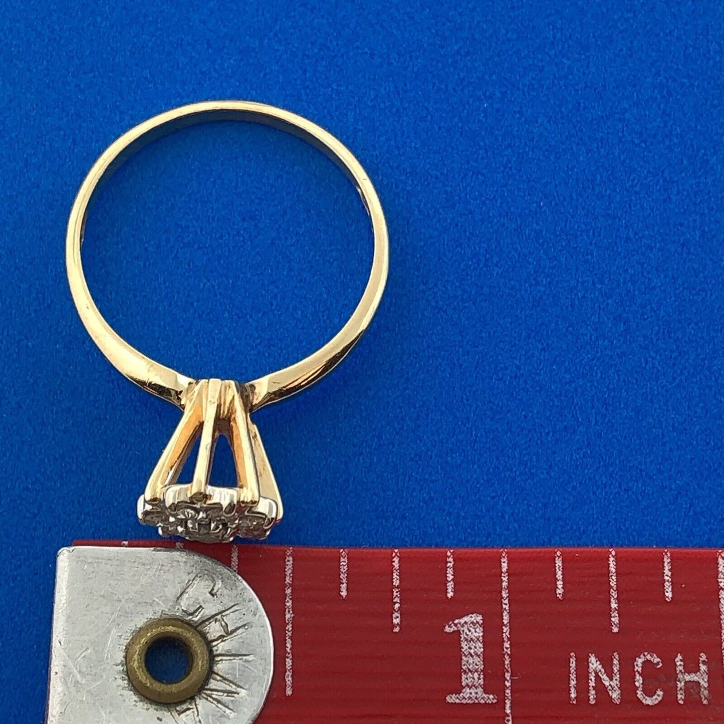 70's 14K Yellow Gold Diamond Floral Cluster Empire Top Anniversary Cocktail Ring