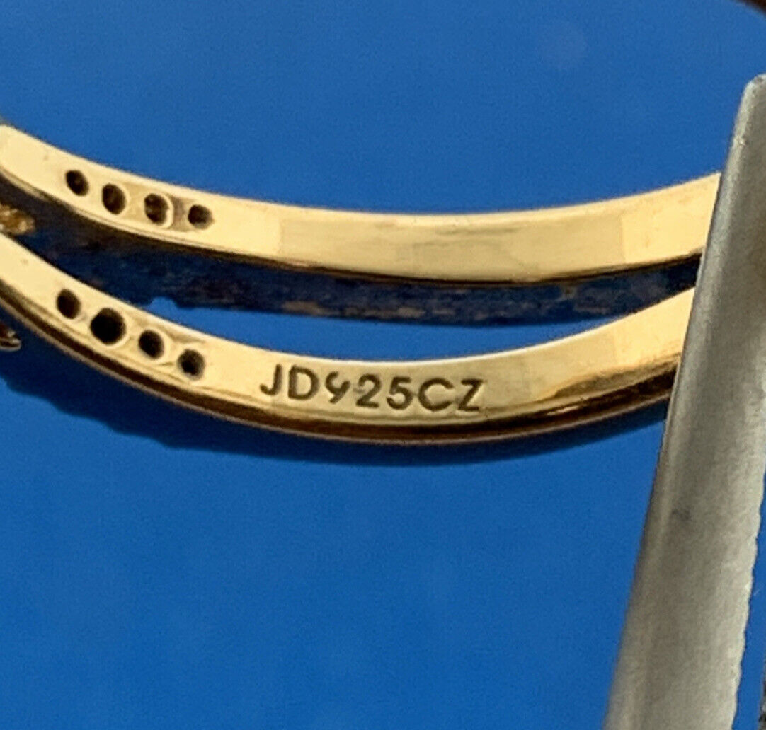 Designer Sterling Silver Vermeil Pear Cubic Zirconia Solitaire w/Accents Ring