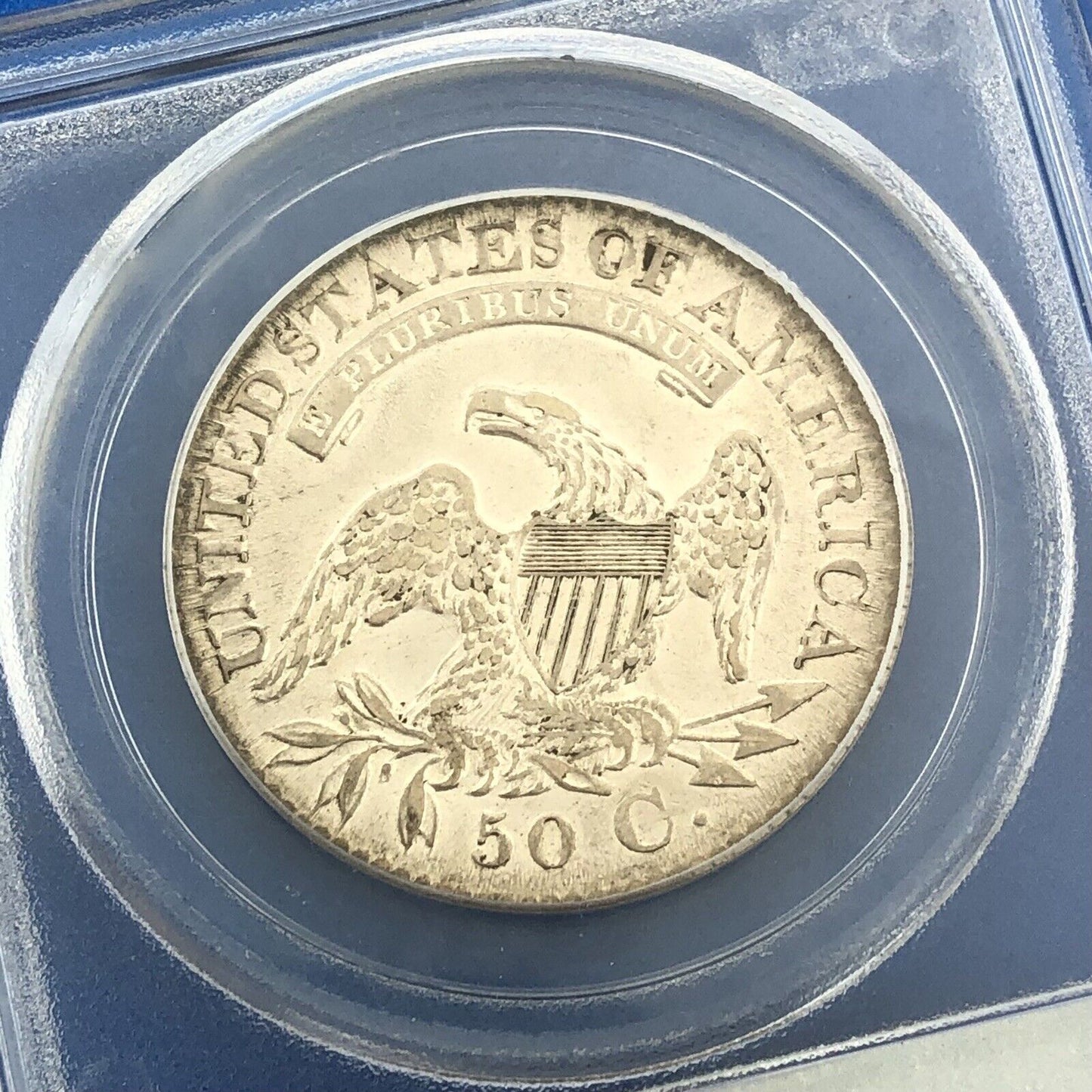 1827 Capped Bust Silver Half Dollar 50c Square Base 2 PCGS AU53 Early US Coin