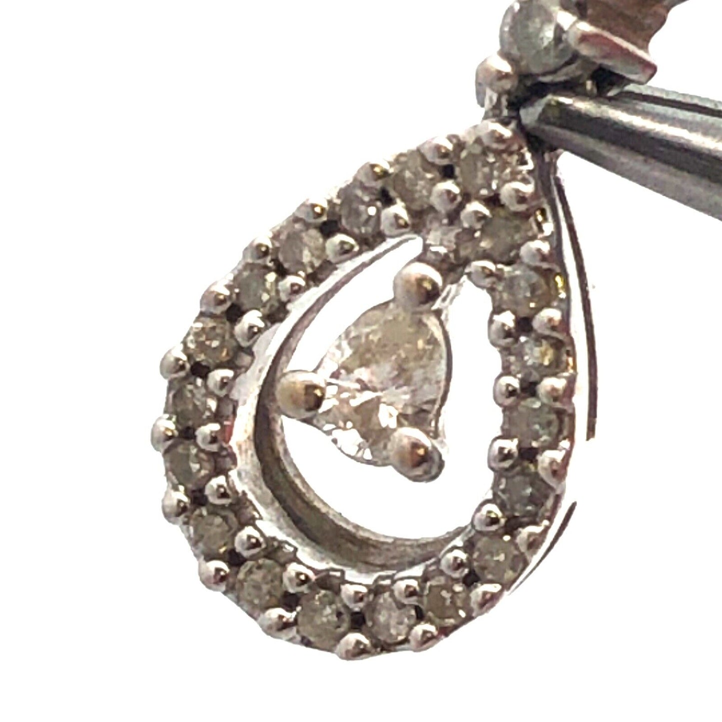 Designer 14K White Gold Diamond Dangle Drop Stud Earrings