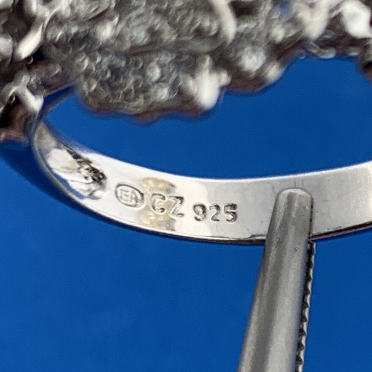 Designer EA China Sterling Silver 925 Cubic Zirconia CZ Flower Cluster Ring