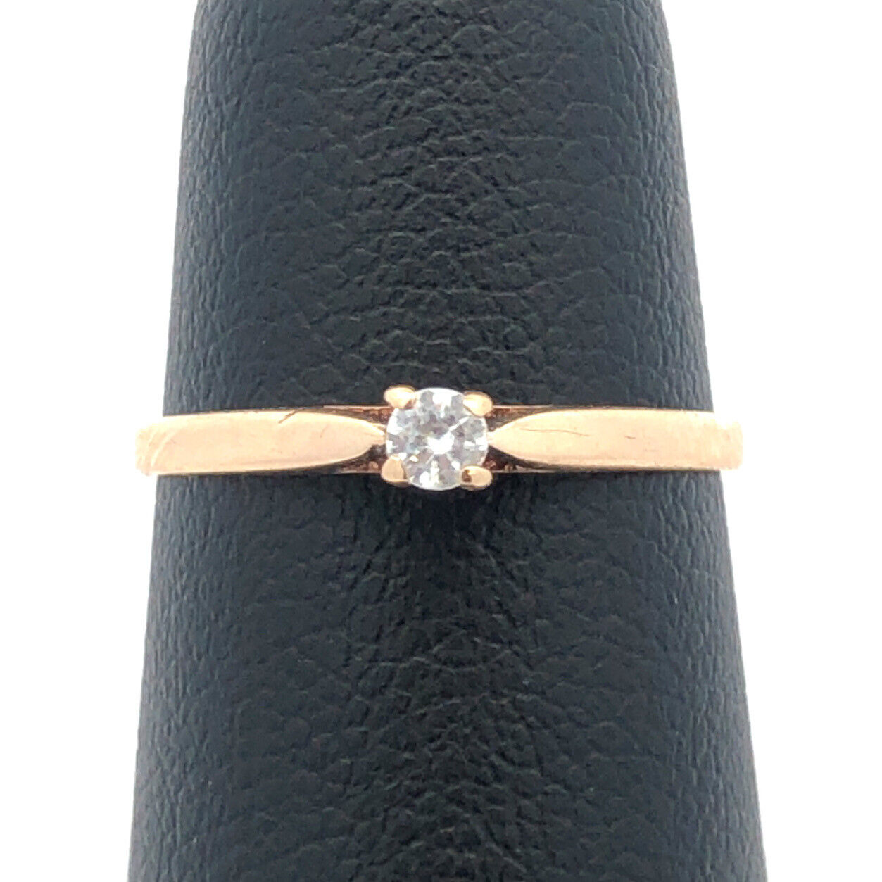 Designer AAJ 10K Yellow Gold Round Cubic Zirconia CZ Solitaire Engagement Ring