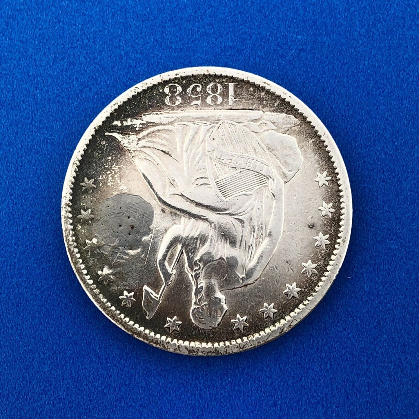 1858 O Silver Seated Liberty Half Dollar New Orleans Possible Lamination Error