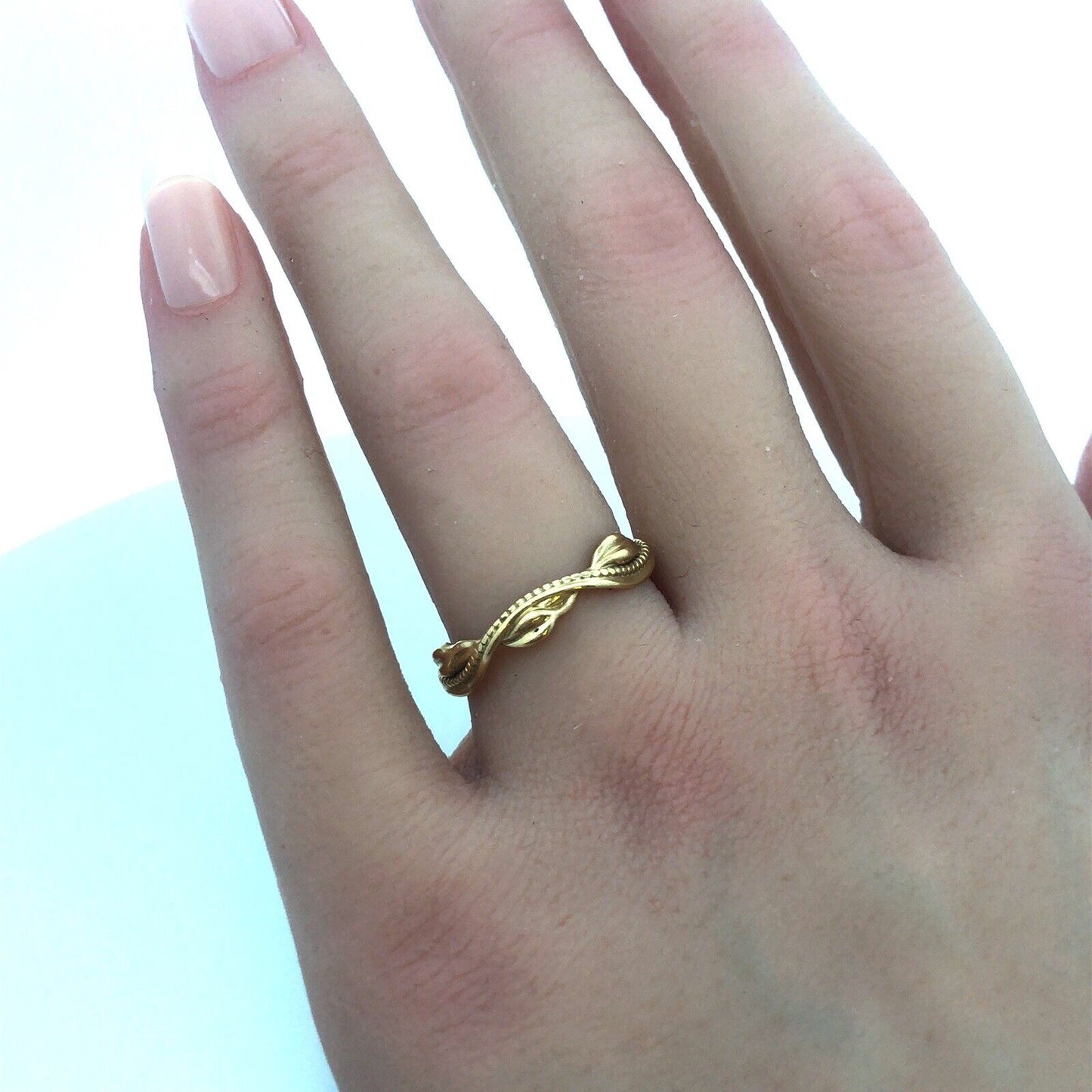 Designer Ayala Israel 14K Yellow Gold Rope And Vine Eternity Wedding Band